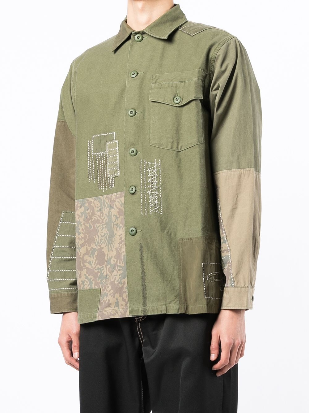 patchwork-detail cotton shirt - 3