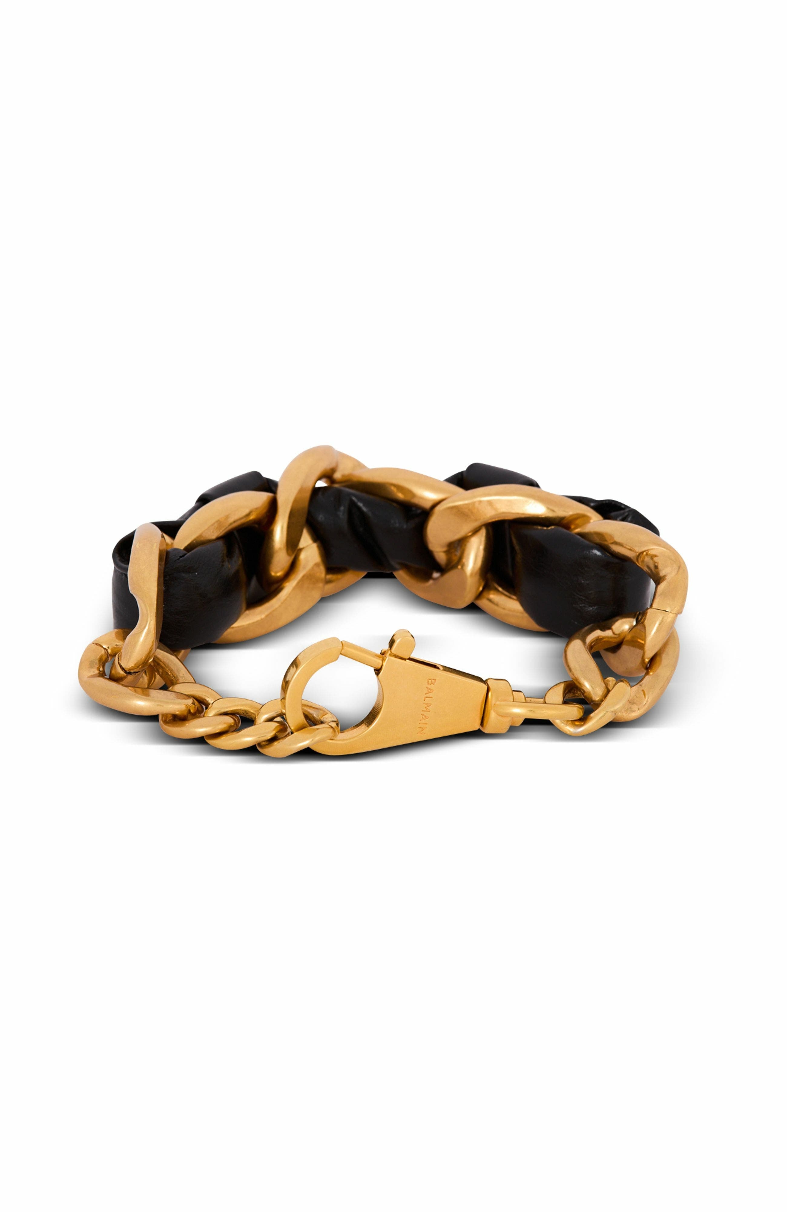 Balmain 1945 Soft chain and leather bracelet in Black at Nordstrom - 3