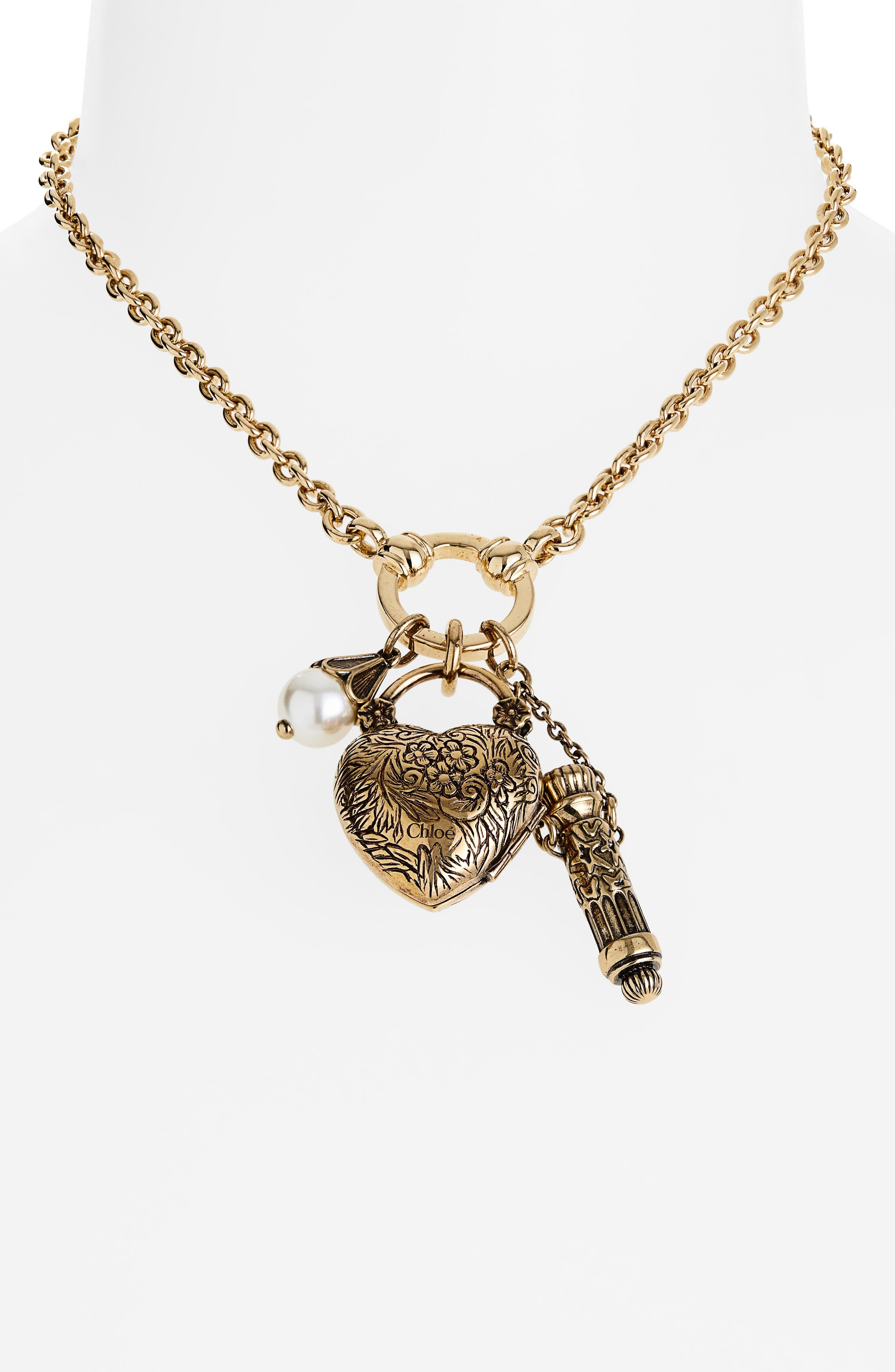 Chloé Chateau Treasures Heart Pendant Necklace in Vintage Gold at Nordstrom - 2
