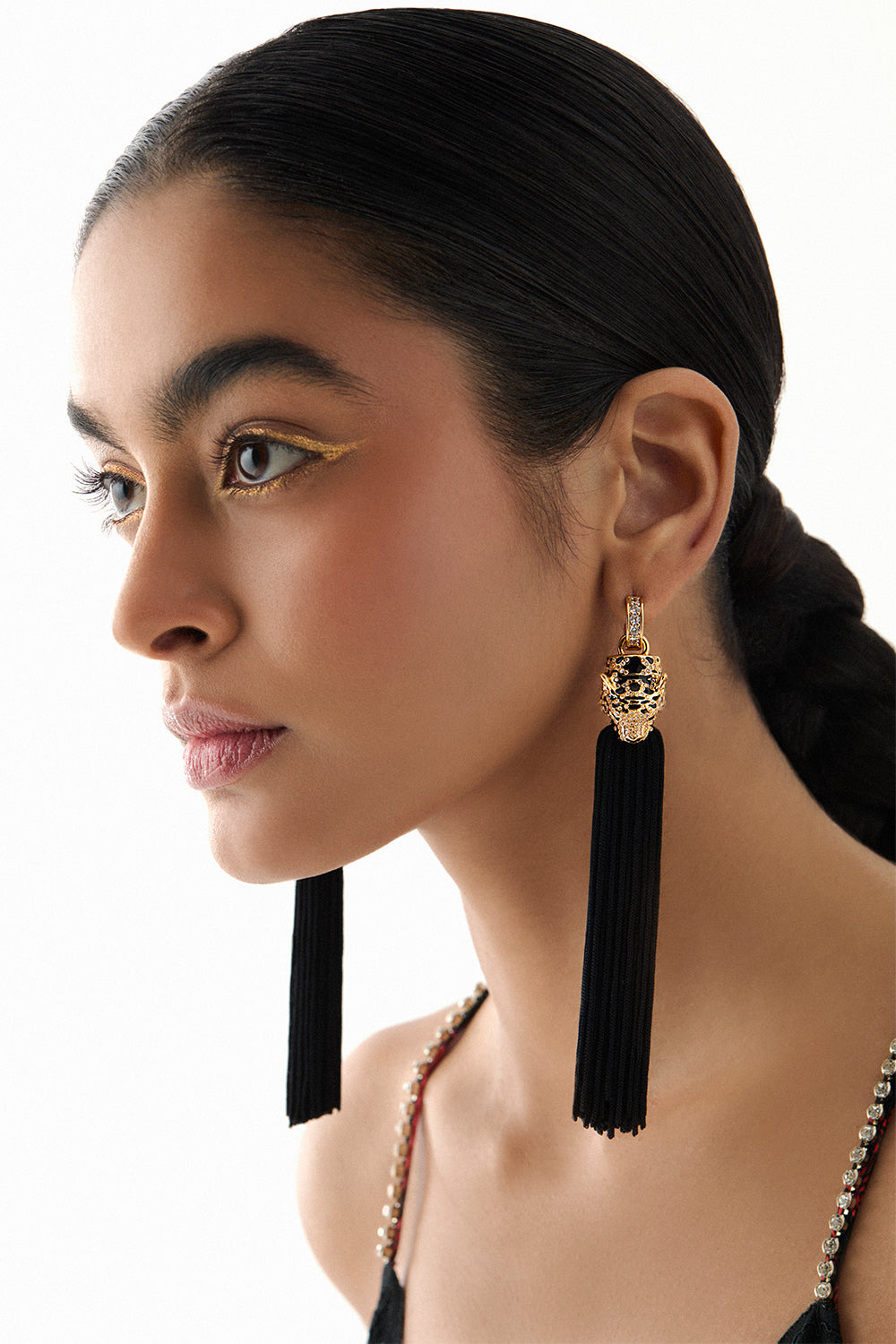 FIERCE FOLKLORE BLACK TASSEL EARRINGS - 2