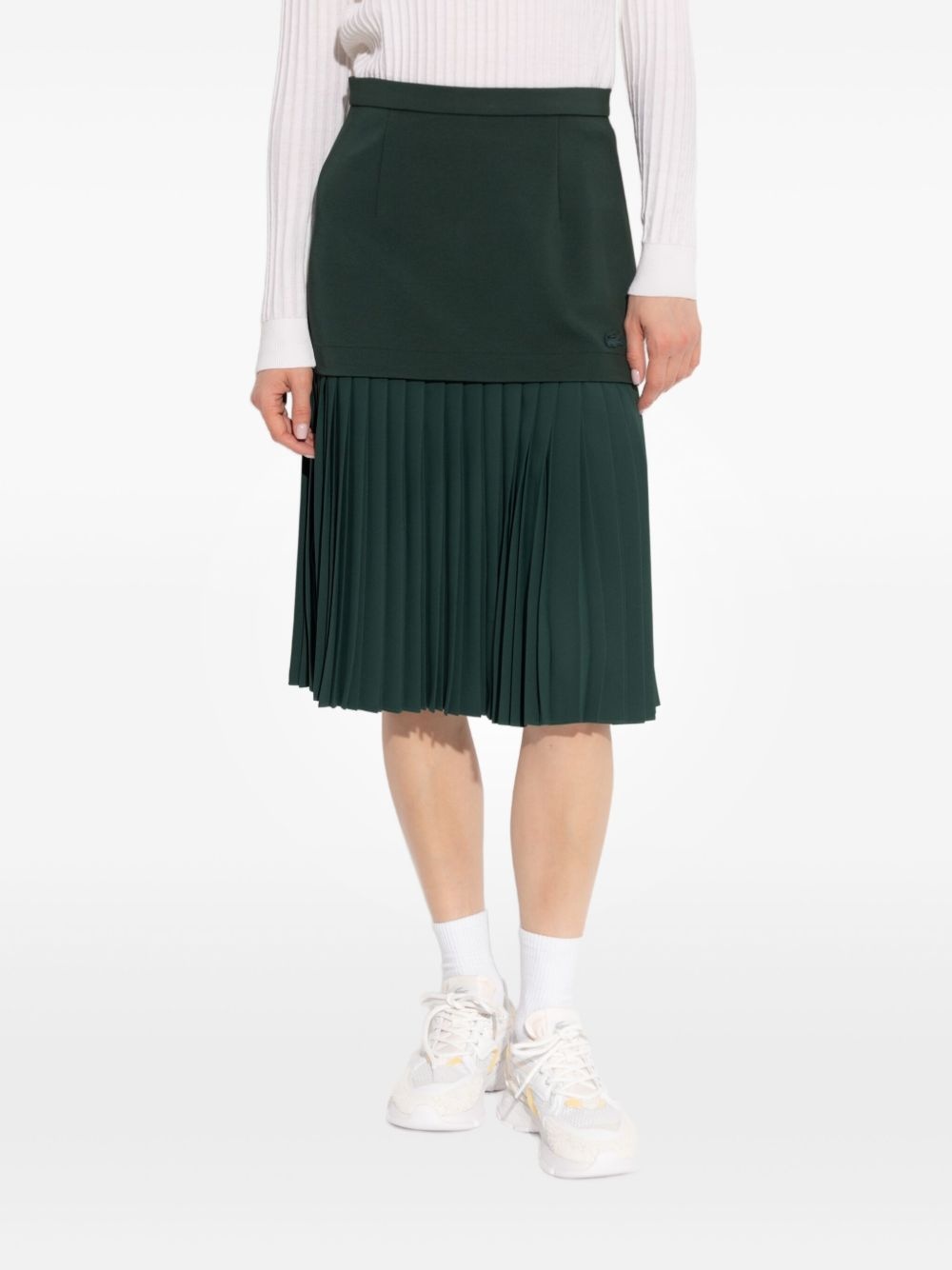 logo-patch pleated skirt - 3
