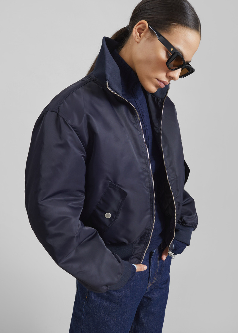Maloy Cropped Bomber Jacket - Navy 6