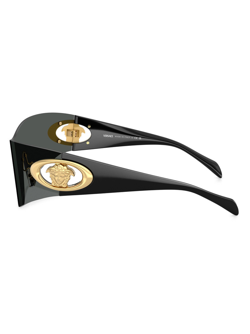 Women's 142MM Logo-Detailed Shield Sunglasses - Black Dark Grey 3