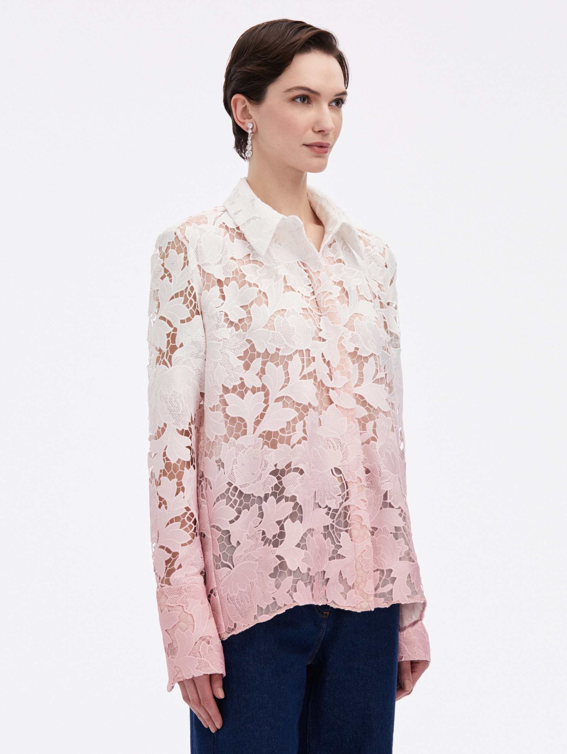 OMBRE PEONY GUIPURE BLOUSE - 4