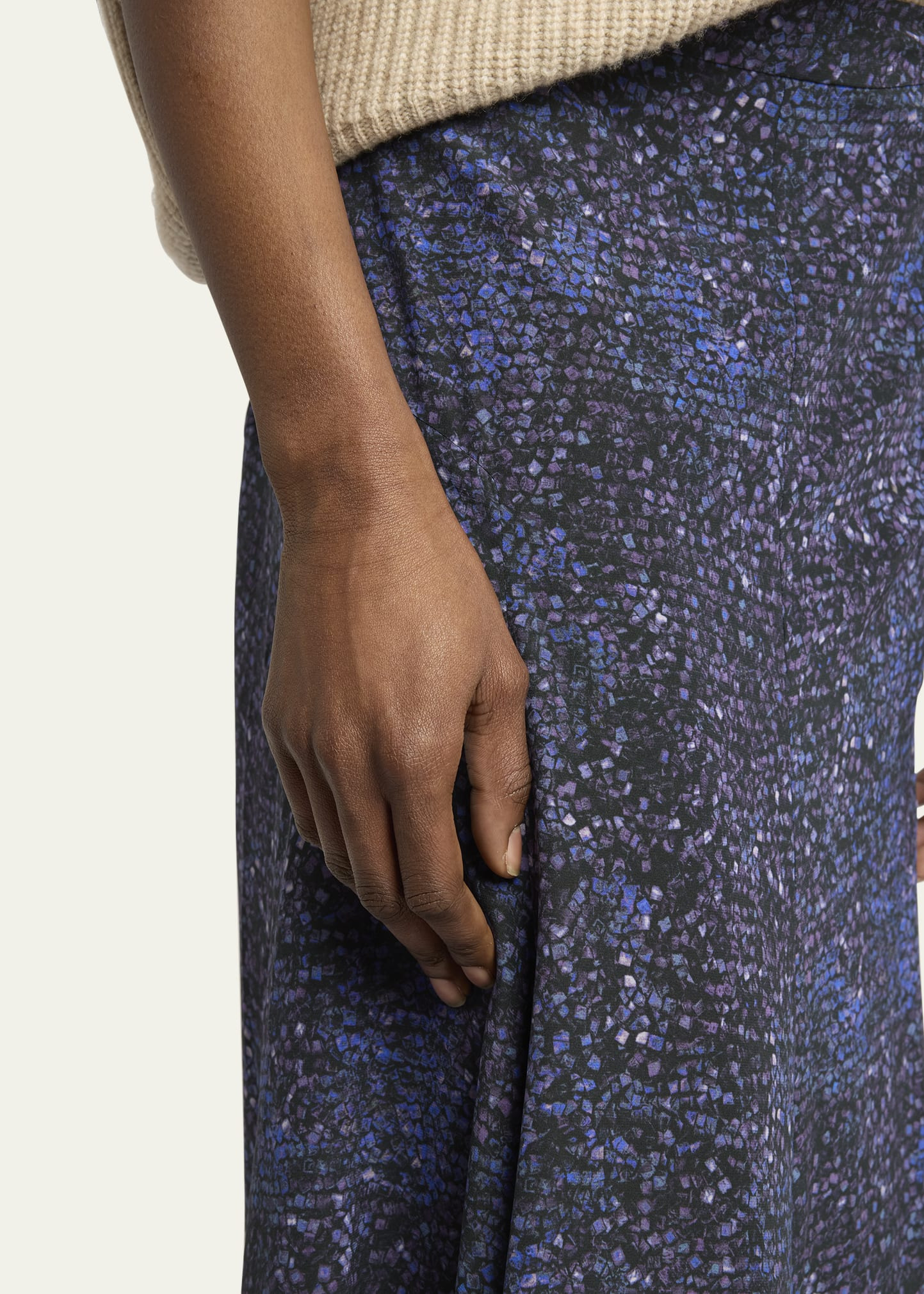Hortensia Mosaic Flared Stretch Silk Skirt - 5