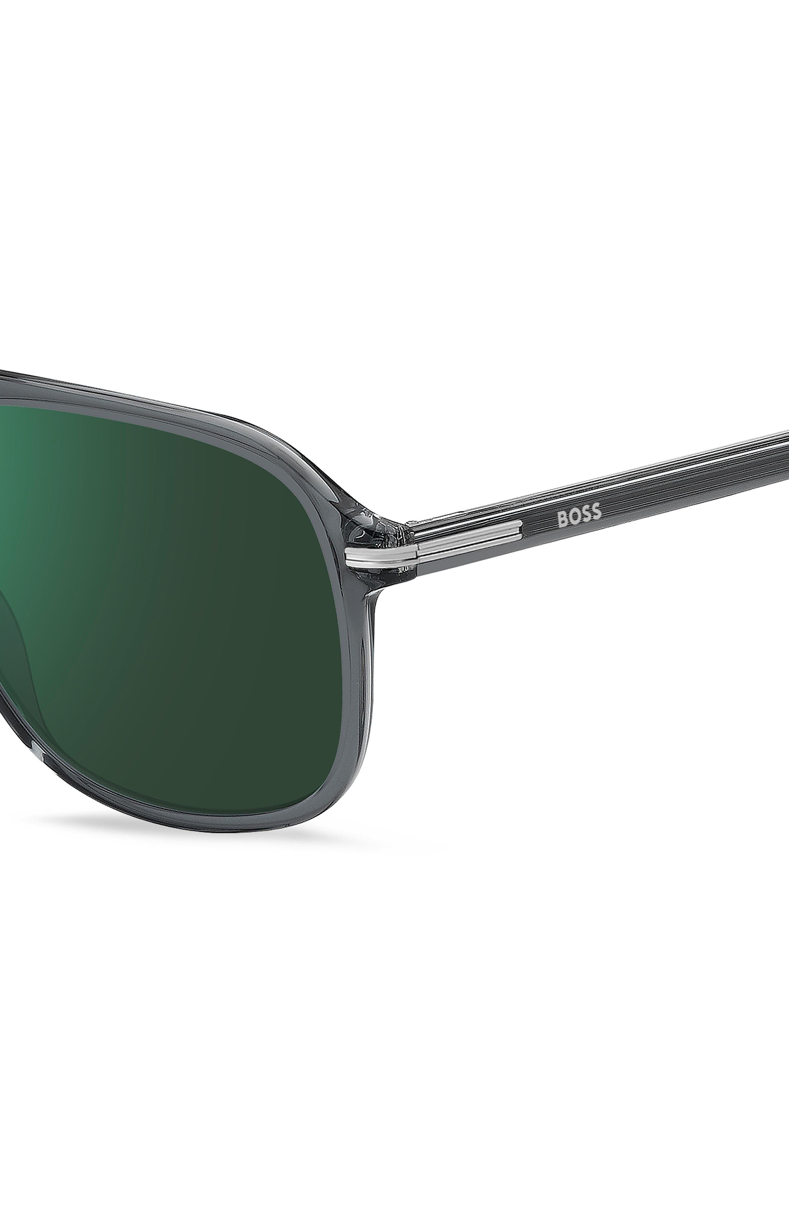 BOSS 57mm Square Sunglasses in Grey Crystal/Green Sp at Nordstrom - 3