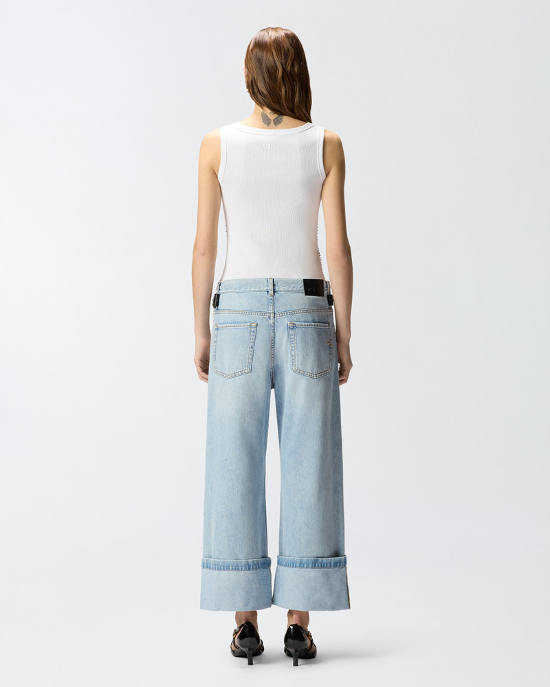 CROPPED JEANS WITH LEATHER BELT 5
