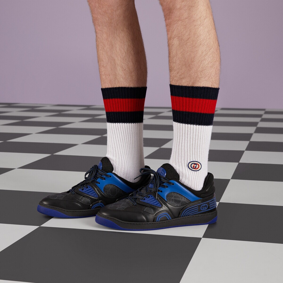 Wool socks with Interlocking G patch - 3