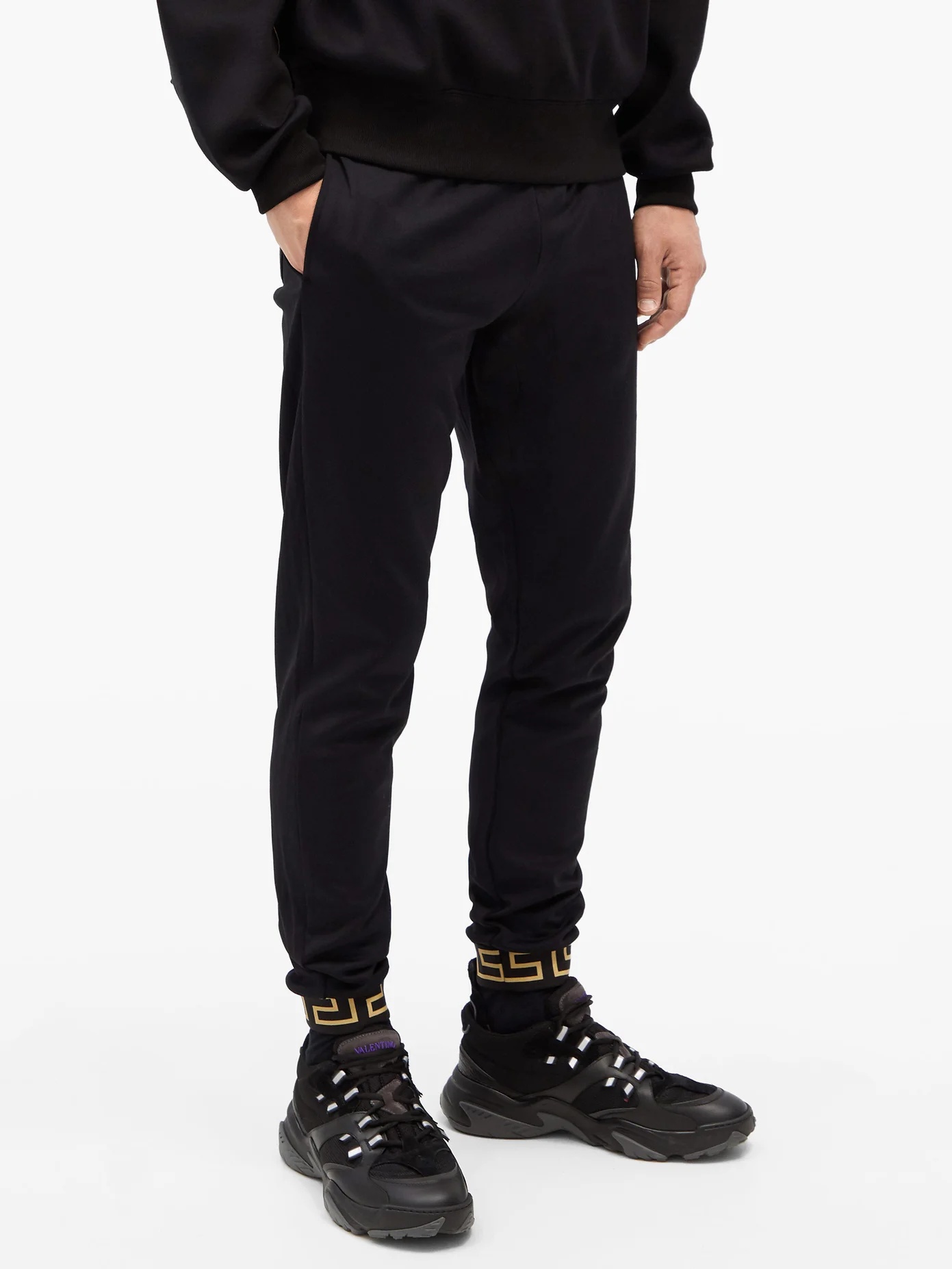 Greek Key-cuffed jersey track pants - 6