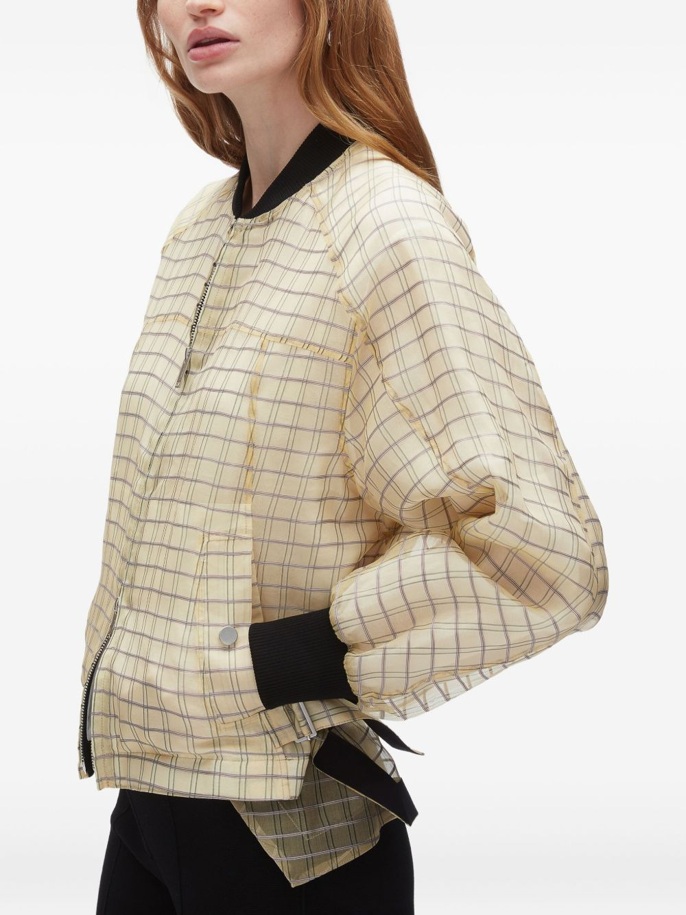 checked belted bomber jacket - 4