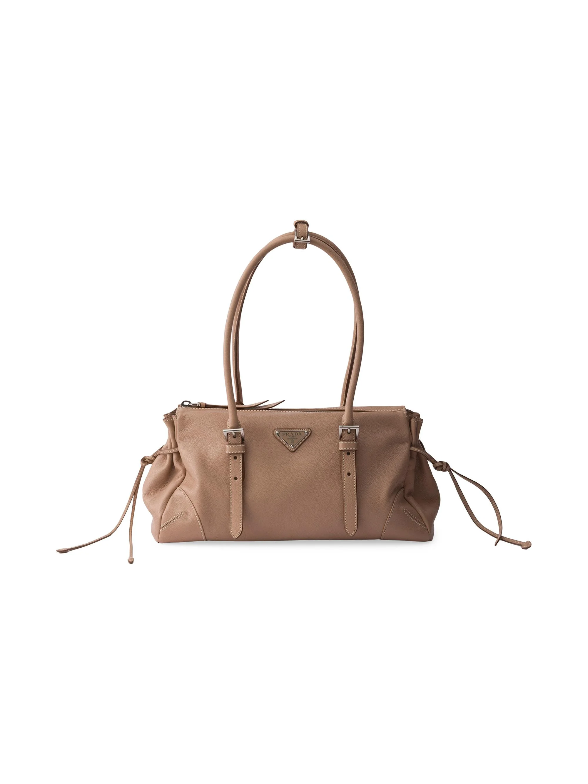 Women's Medium Antiqued Leather Shoulder Bag - Light Brown - 1