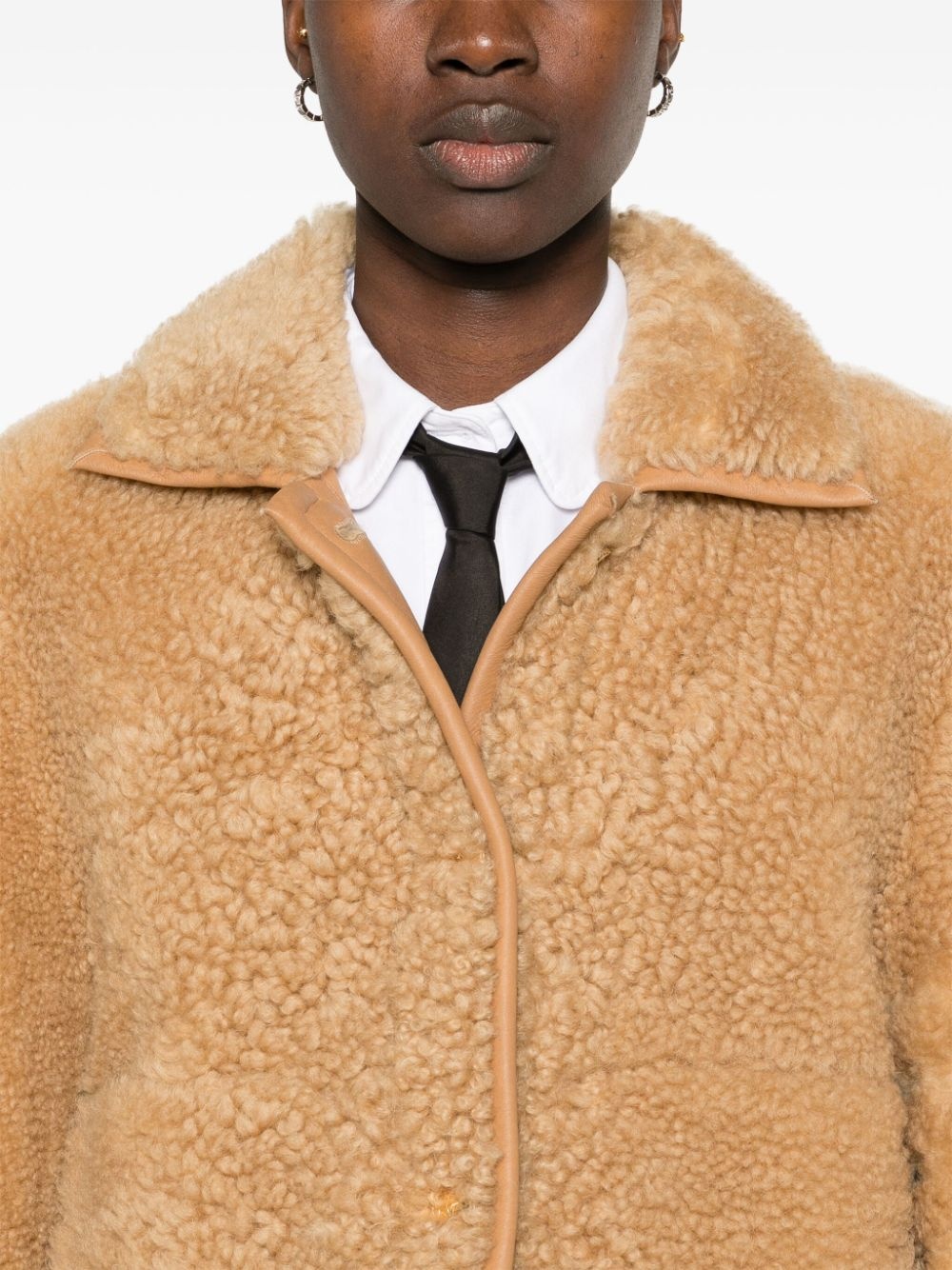button-up shearling jacket - 5