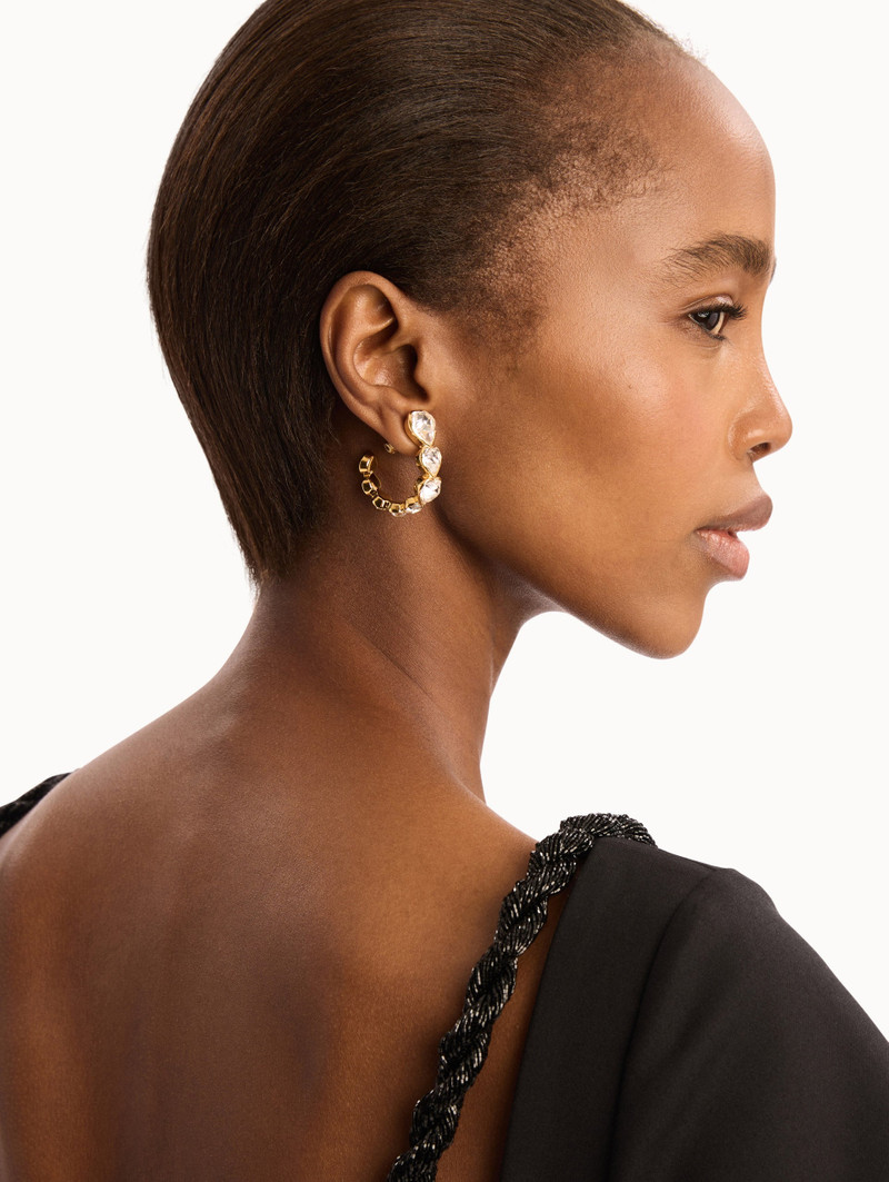 Oscar de la Renta CRYSTAL HEART HOOP EARRINGS outlook