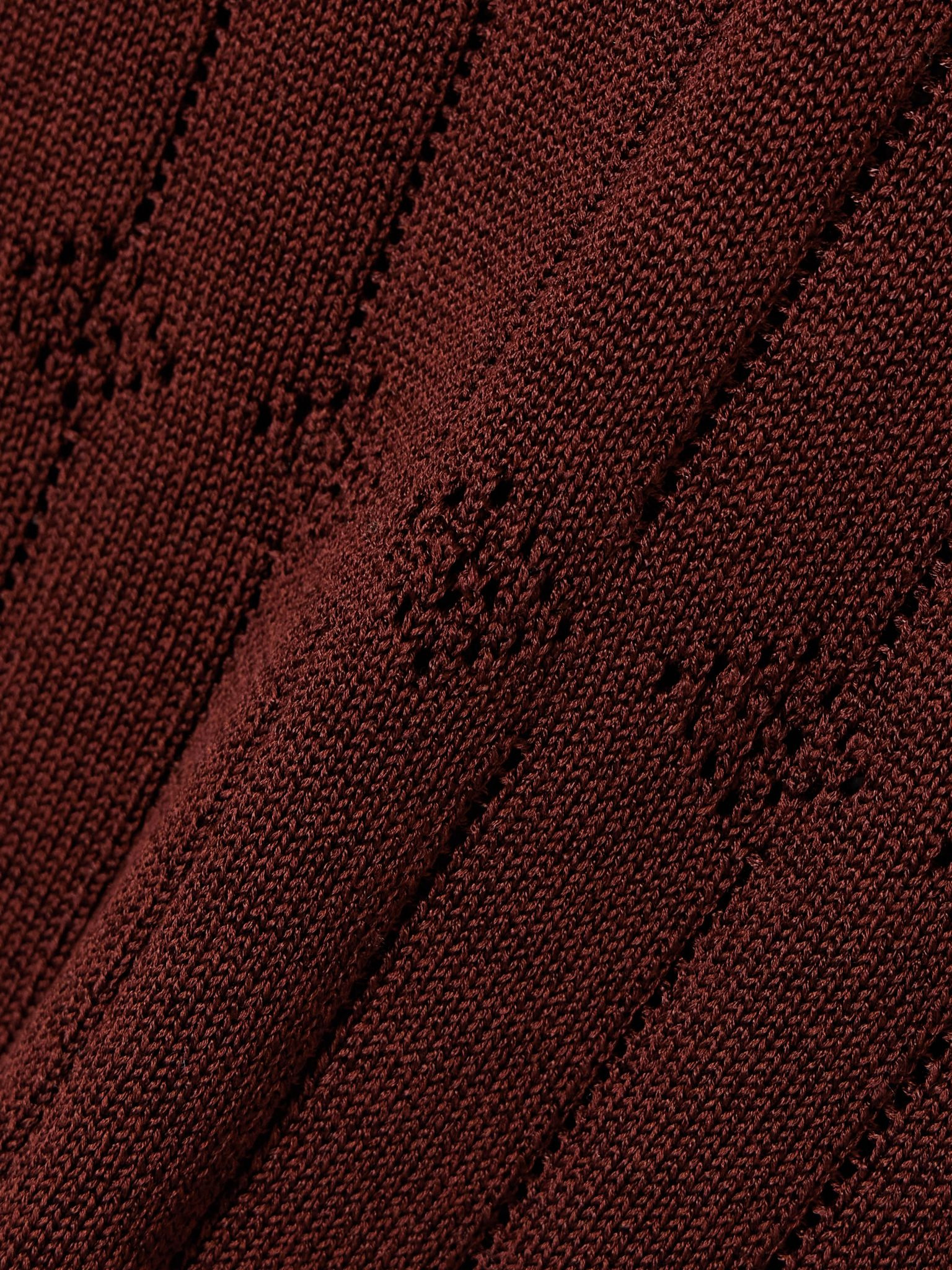 Chimère Reverie open-knit cotton-blend top Chocolate - 4