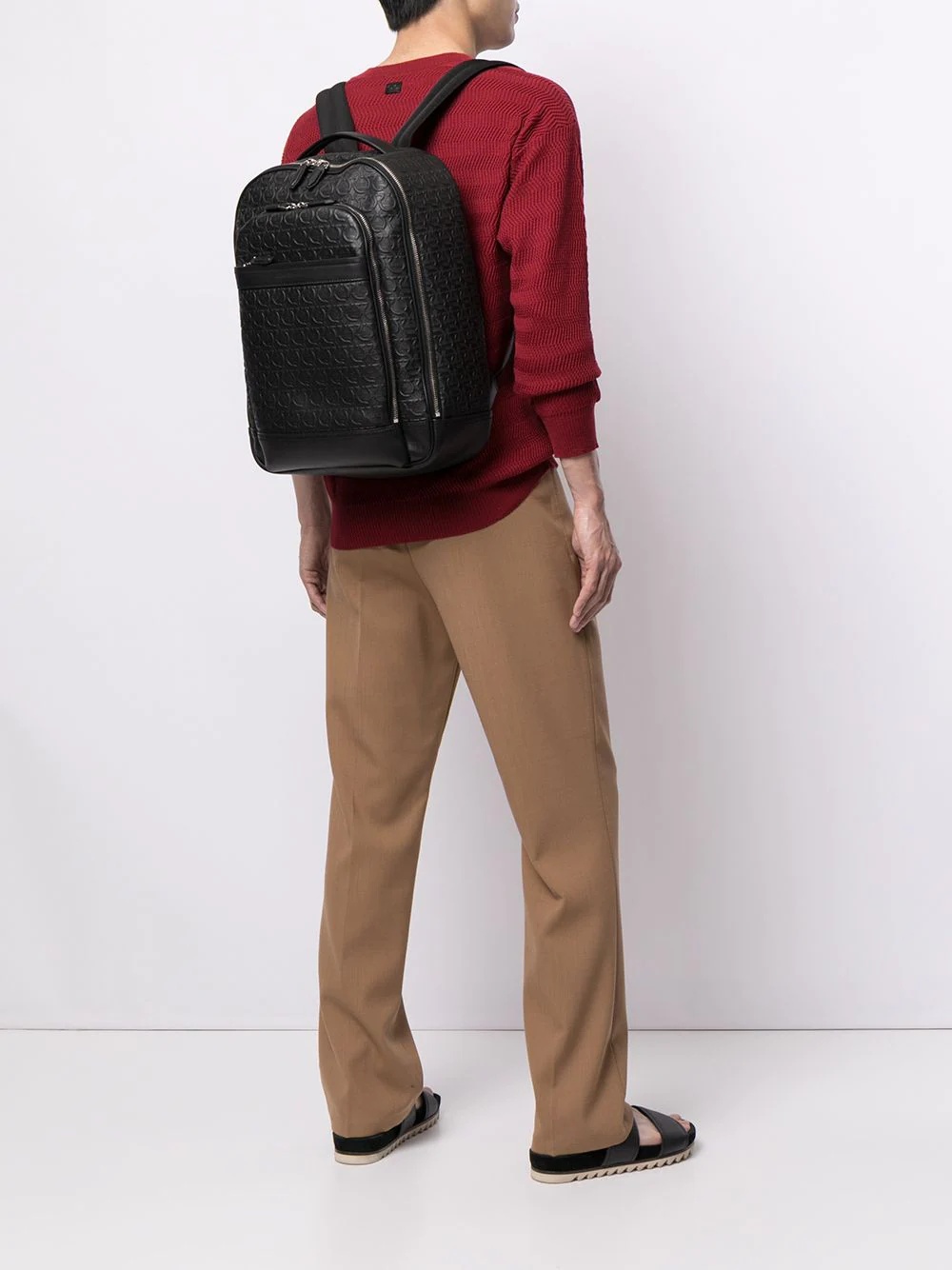 Gancini embossed leather backpack - 2