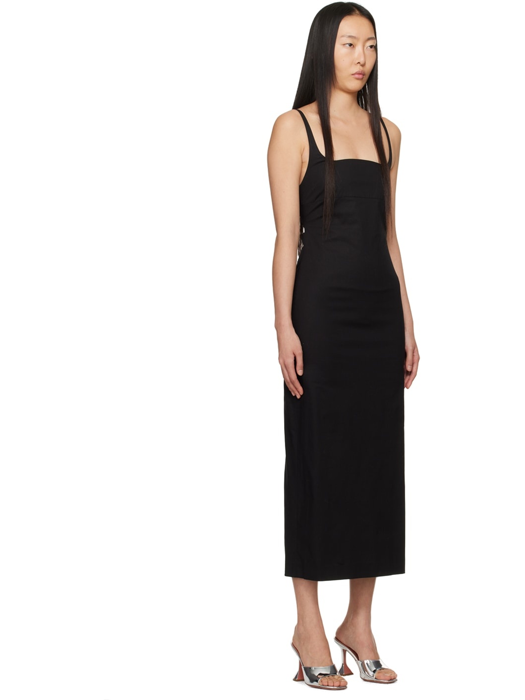 Black Shirring Maxi Dress - 2