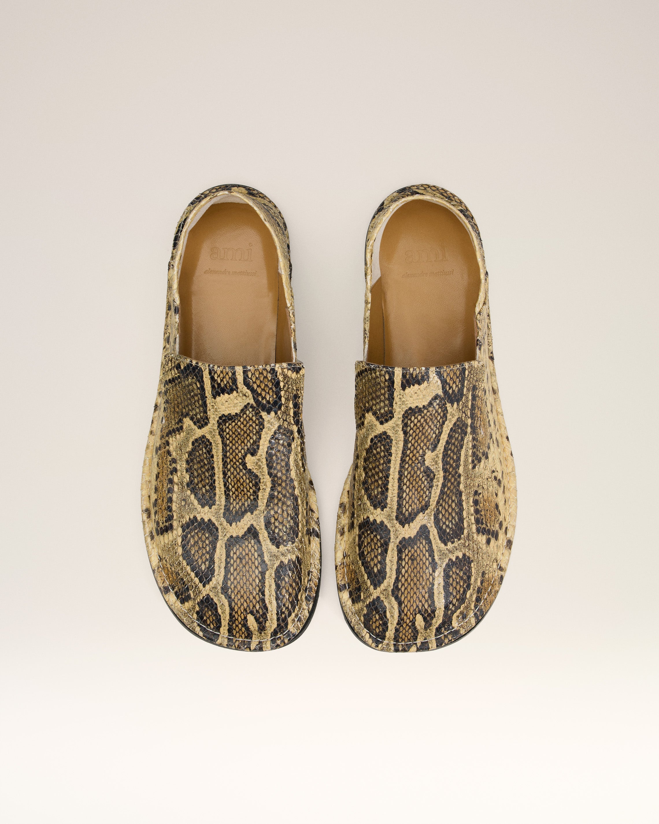 BEIGE LEATHER MIDI SLIPPERS - 5