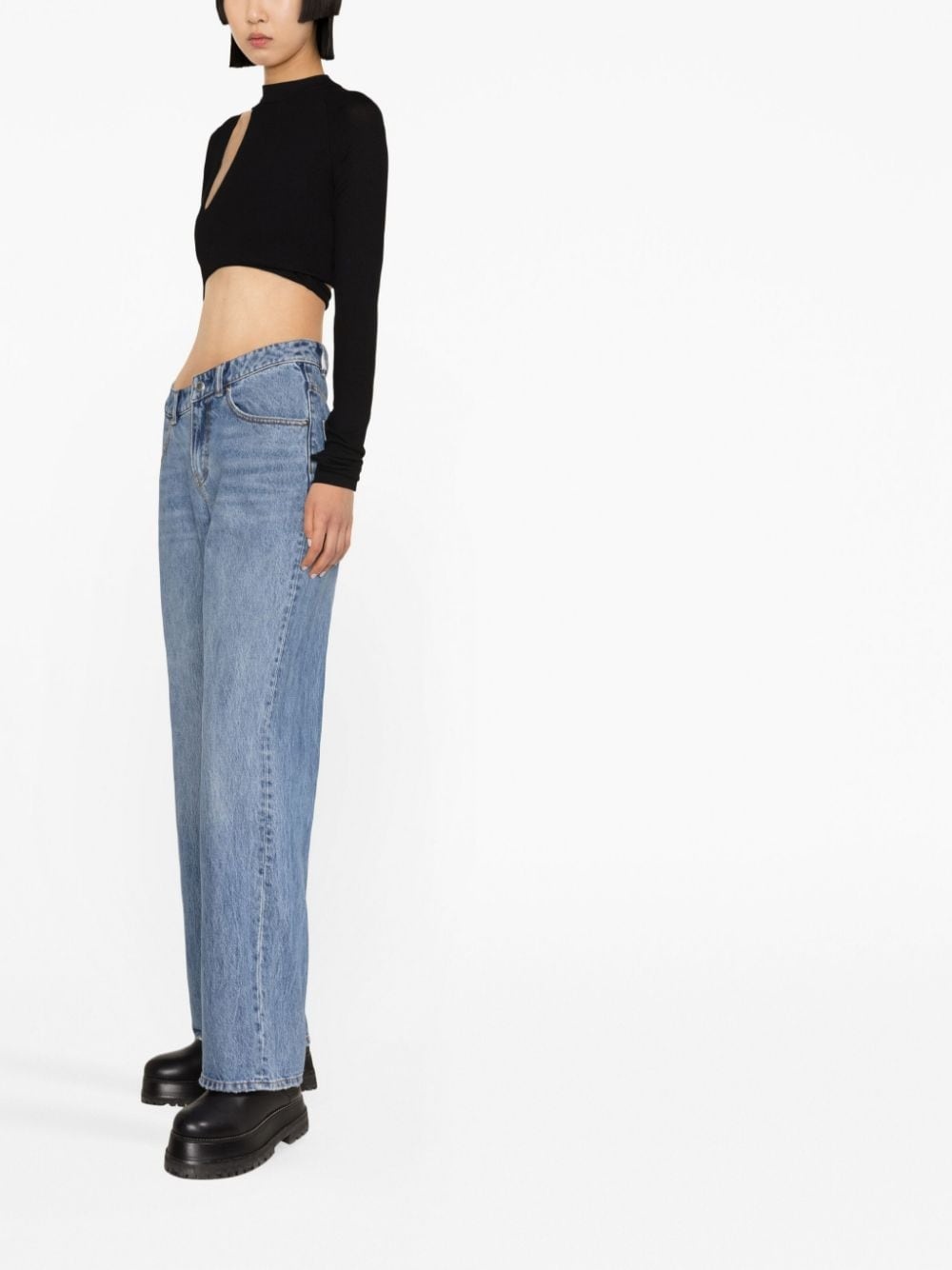 asymmetric-waist denim jeans - 4