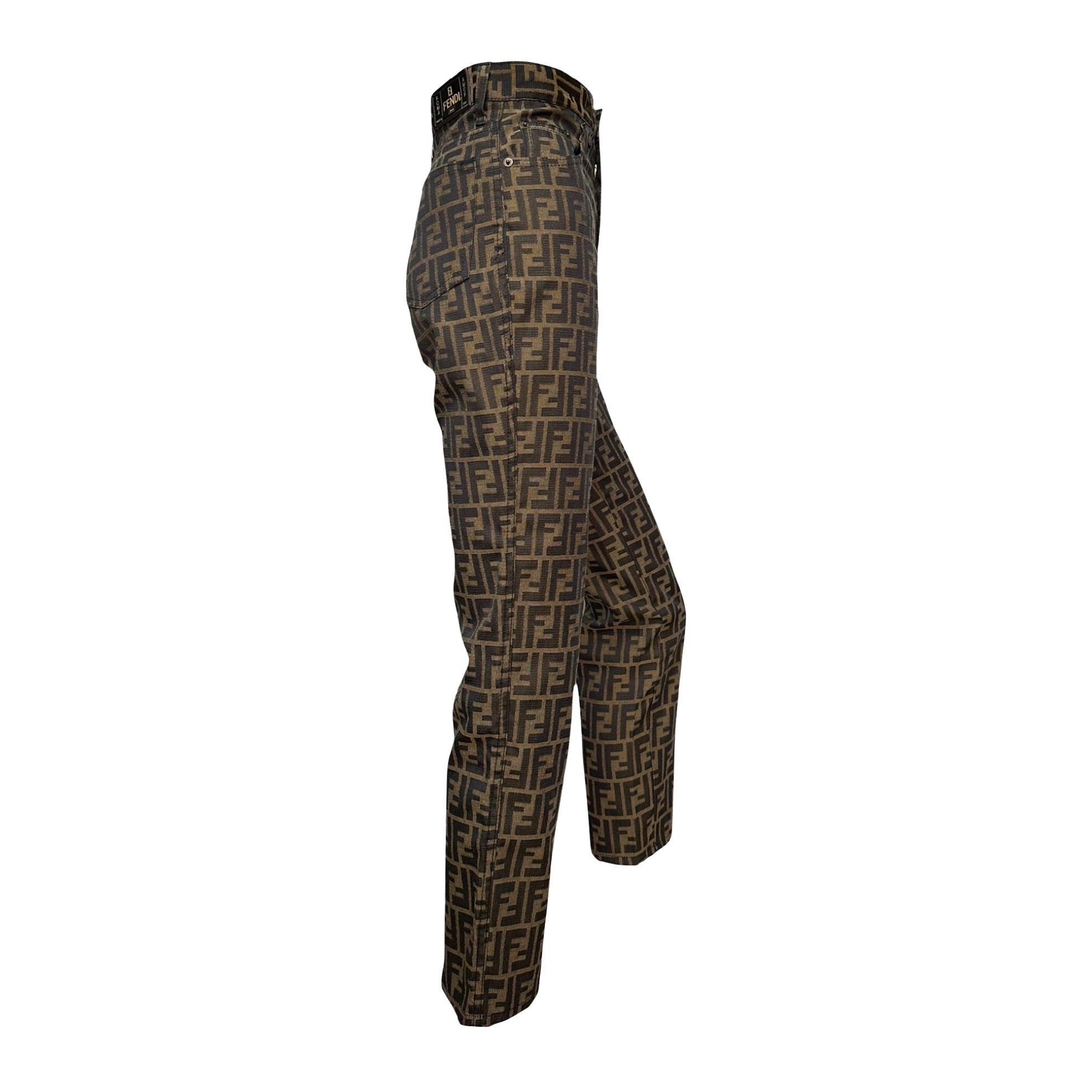 FENDI Vintage FF Zucca Monogram High Rise Straight Leg Pants - 3