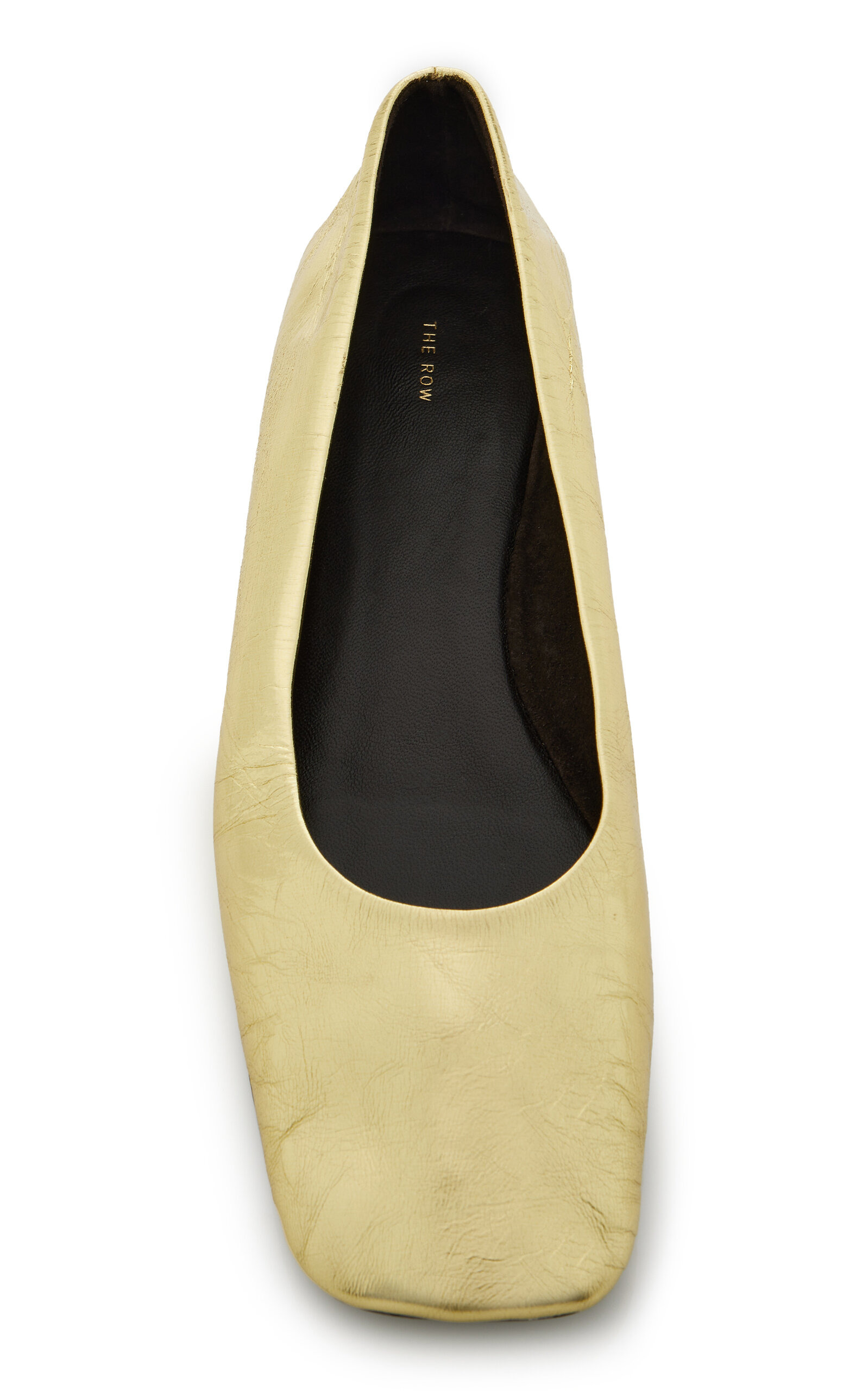 Square Metallic Leather Ballet Flats gold - 3