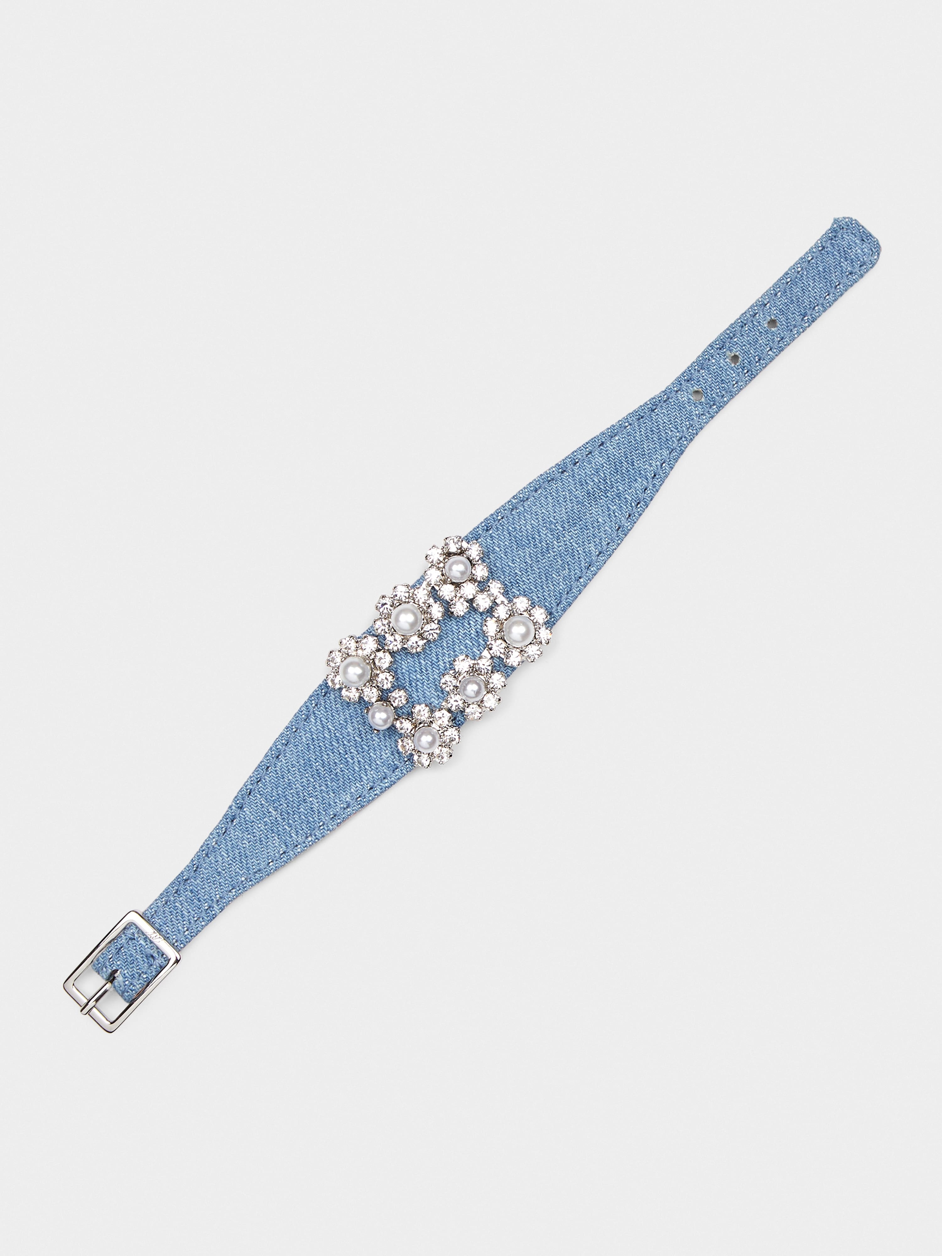 Flower Strass Pearl Buckle Bracelet - 3