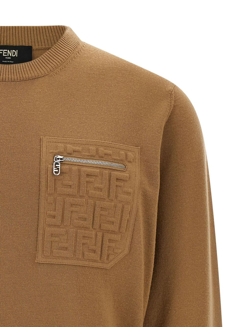 embossed-pocket wool sweater - 4