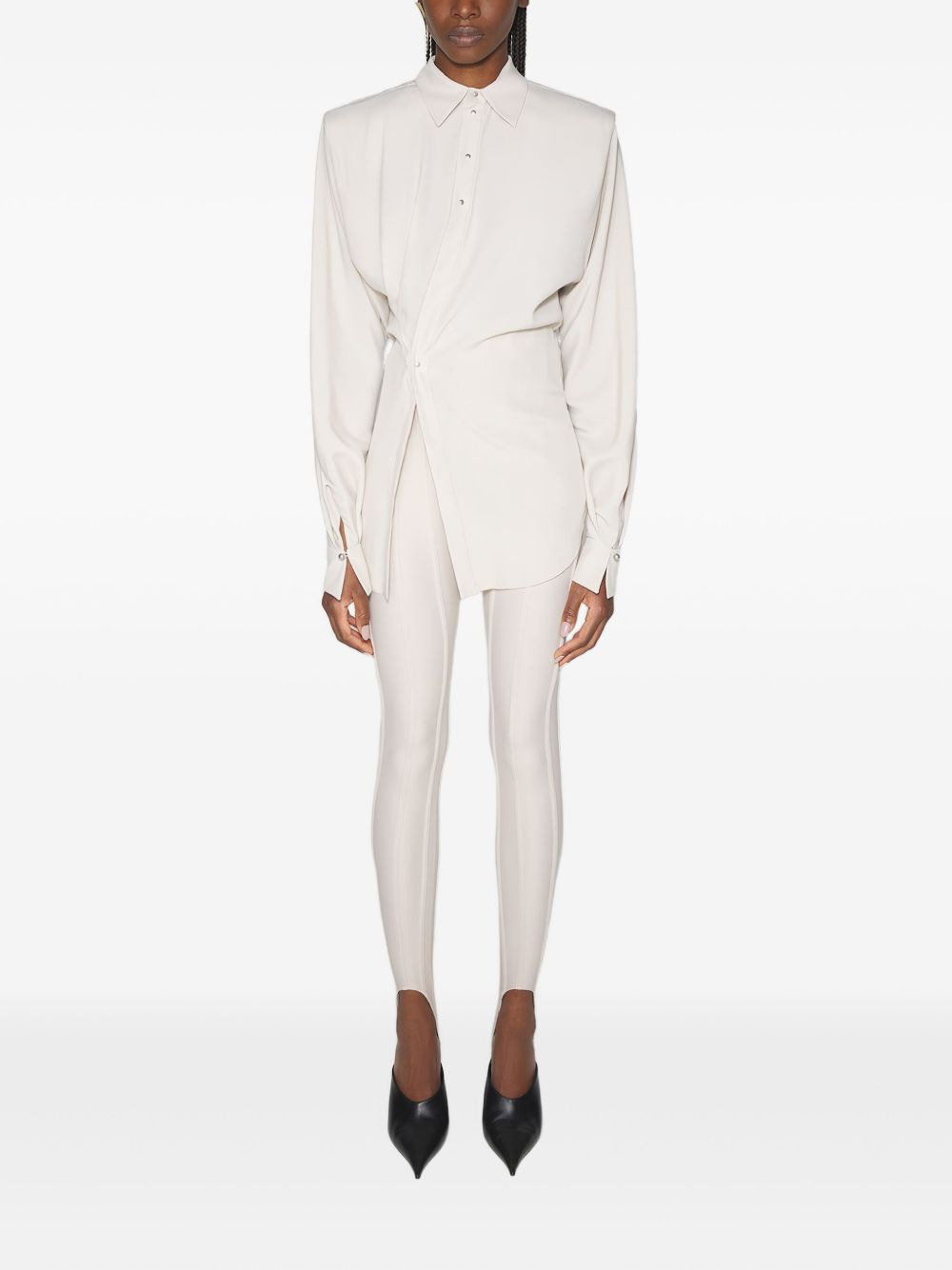 draped-shoulder button shirt - 2