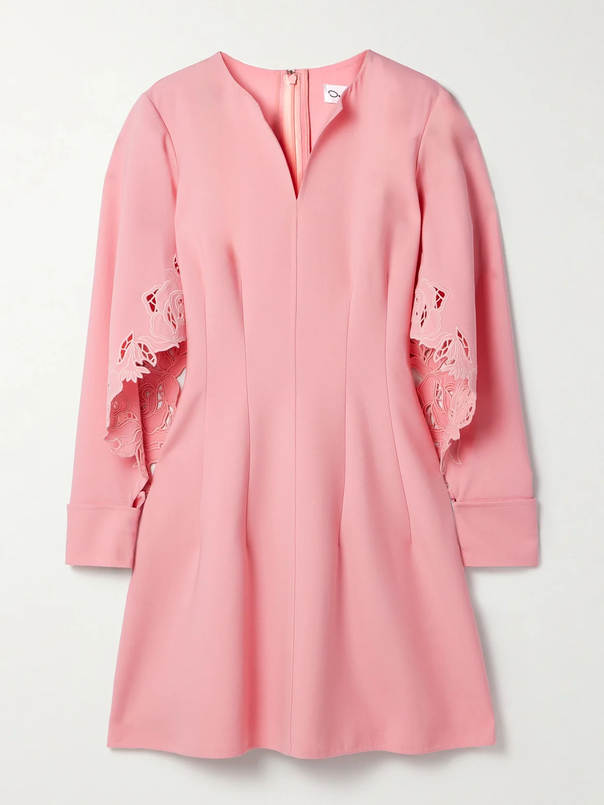 oscar mini dress pink Oscar de la Renta Crystal Rose Embroidered Minidress