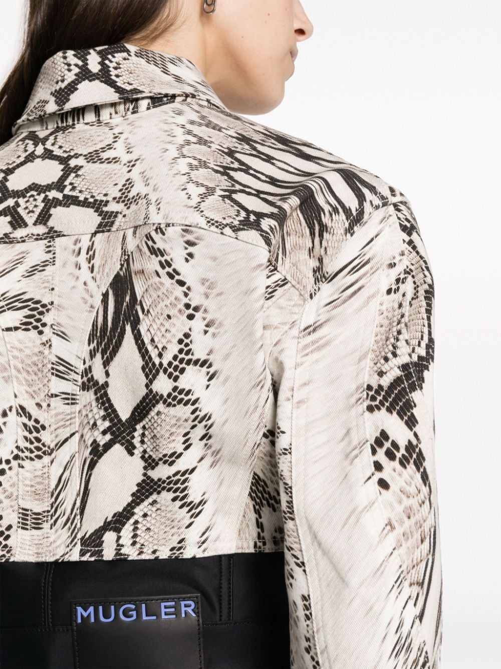 Snake cropped panelled denim jacket - 5