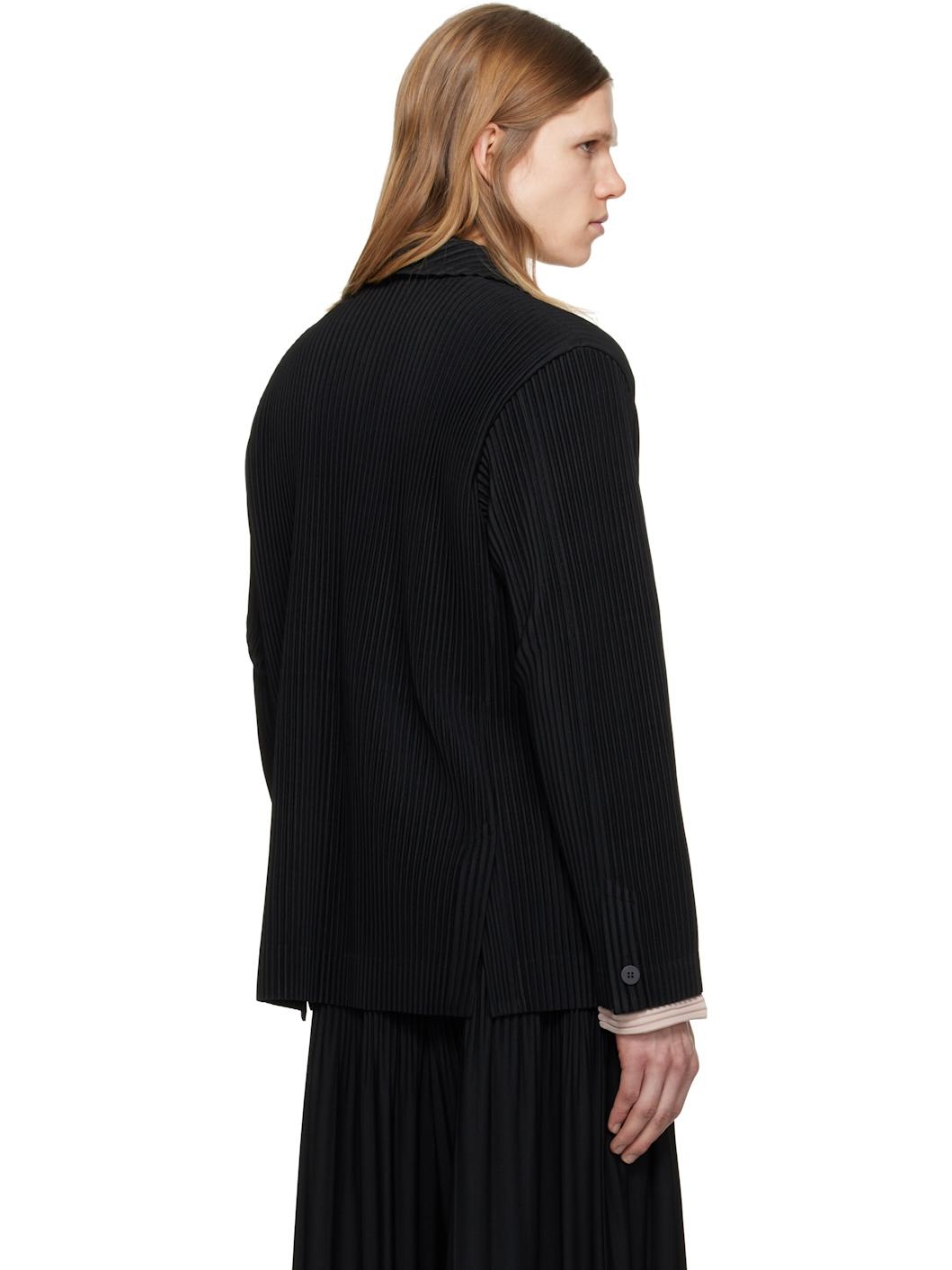 Black Tailored Pleats 1 Blazer - 3