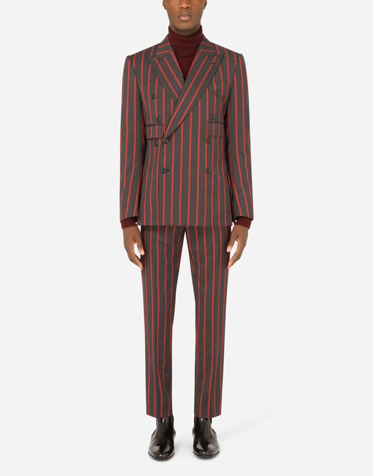Double-breasted pinstripe wool Sicilia-fit suit - 1