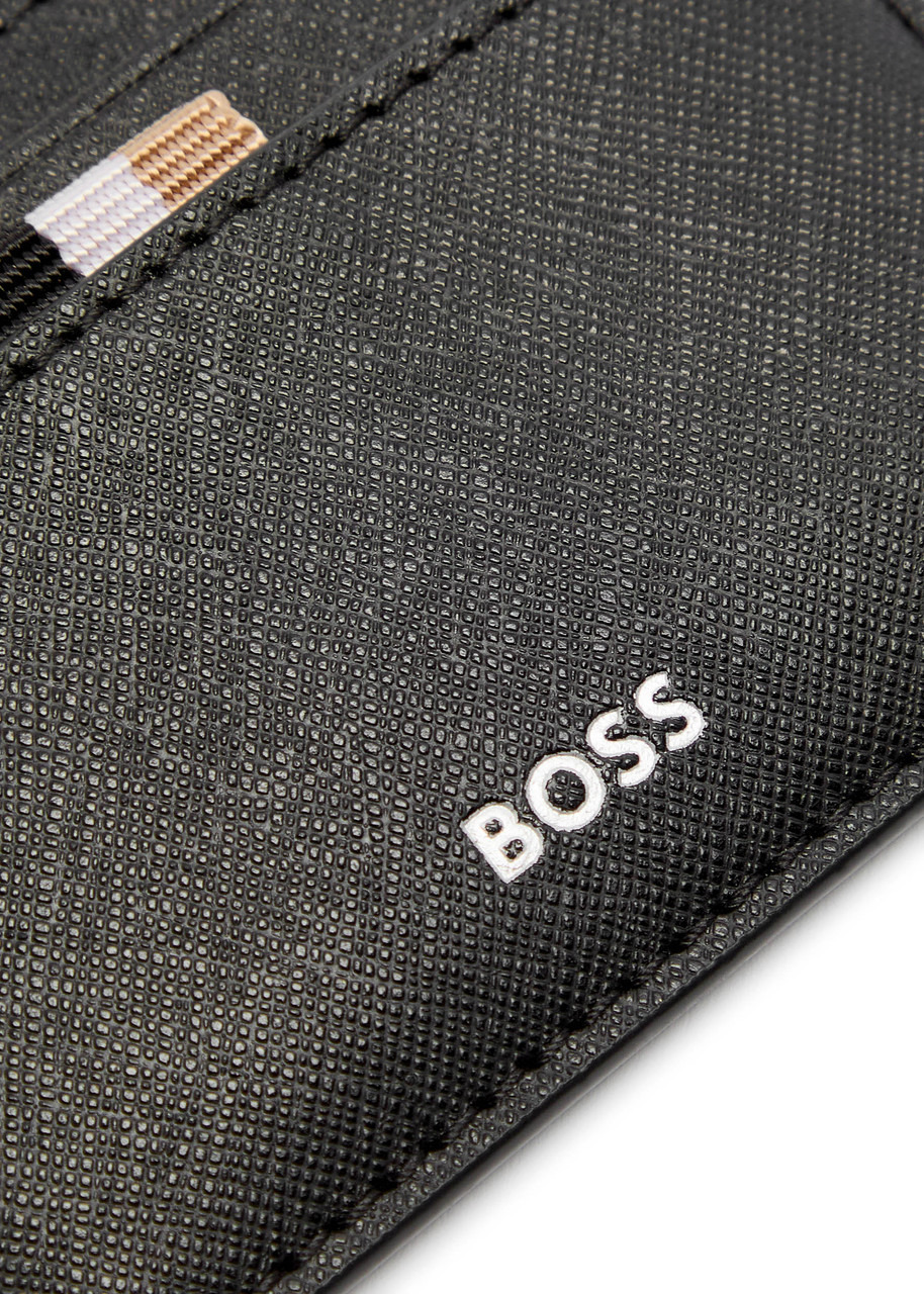 Boss Logo Saffiano Leather Card Holder - 3
