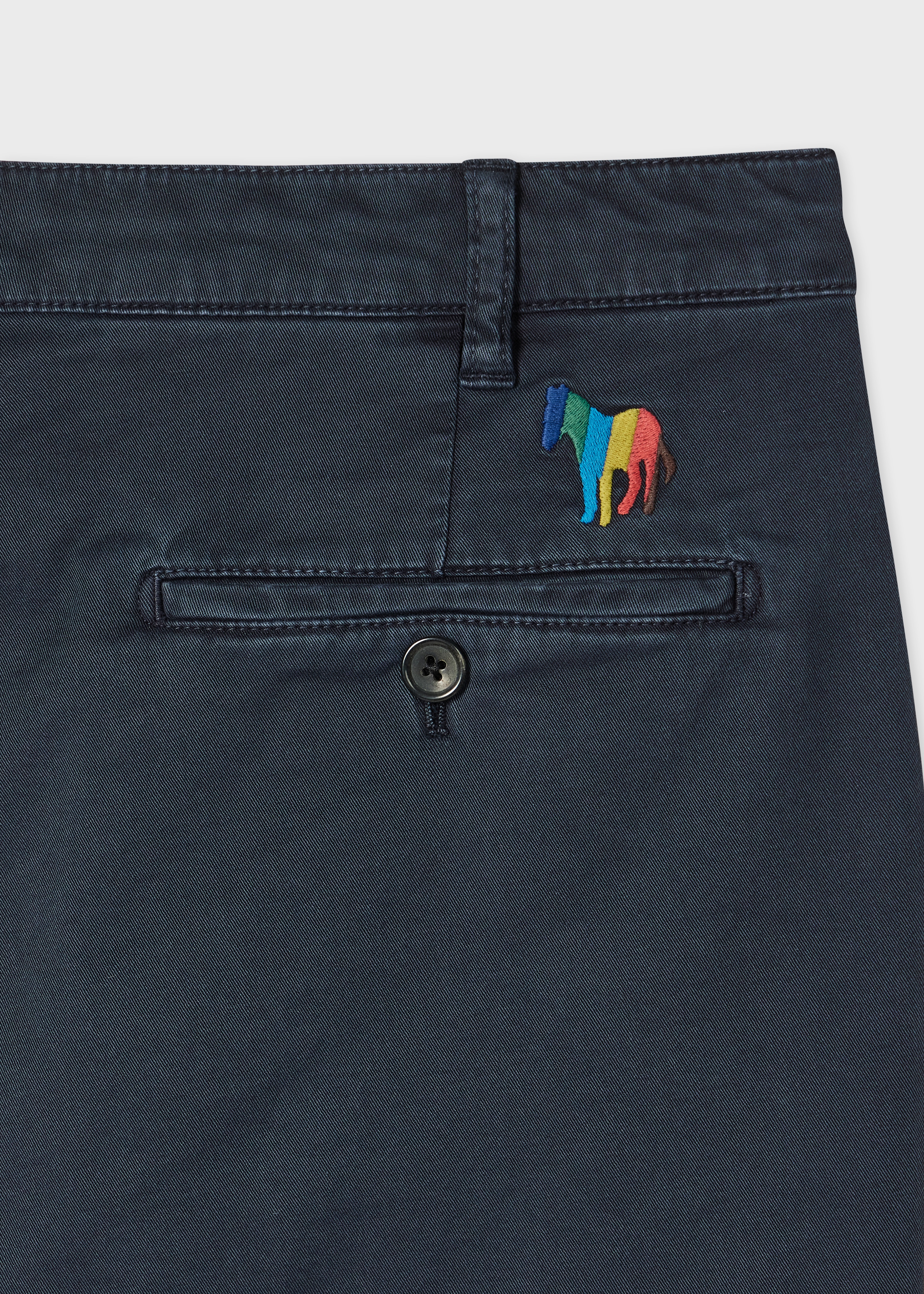 Navy Blue Cotton-Twill 'Broad Stripe Zebra' Shorts - 2