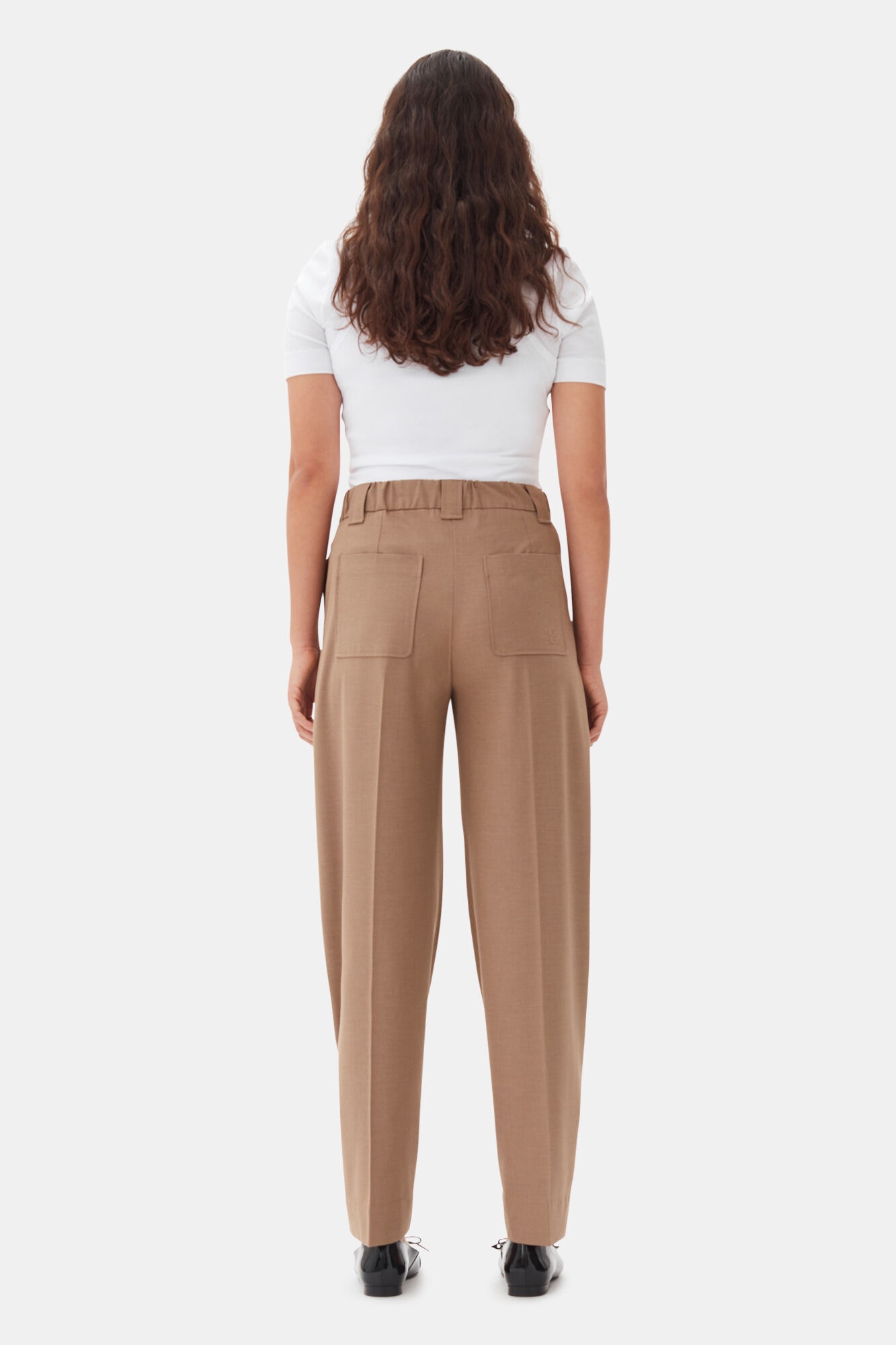 BROWN DRAPEY MELANGE PANTS - 4