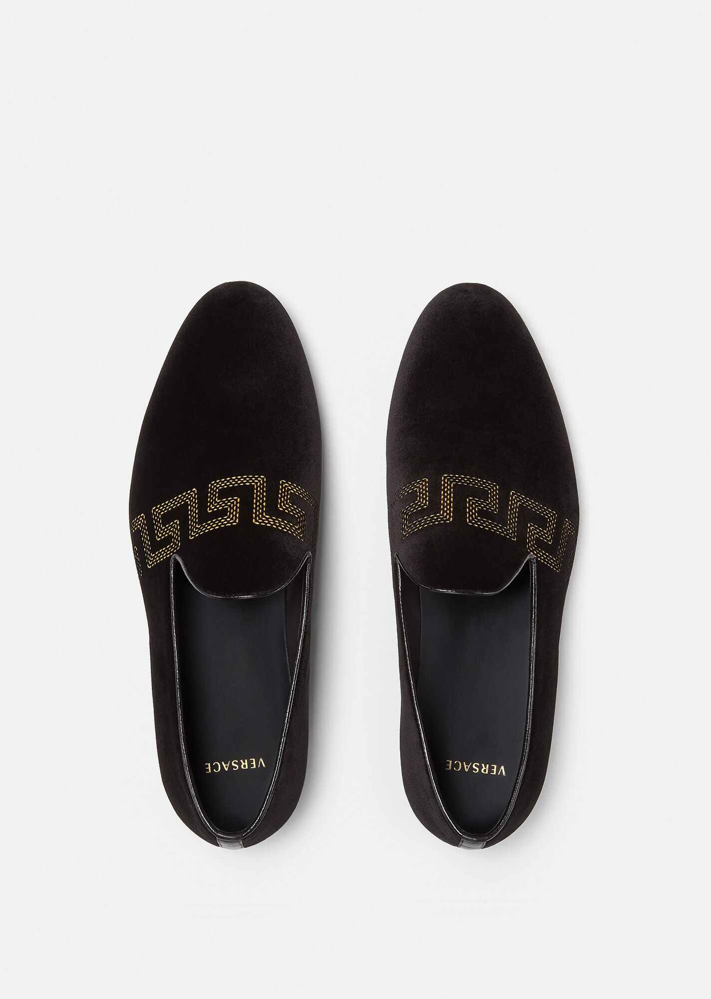 Greca Embroidered Velvet Loafers - 5