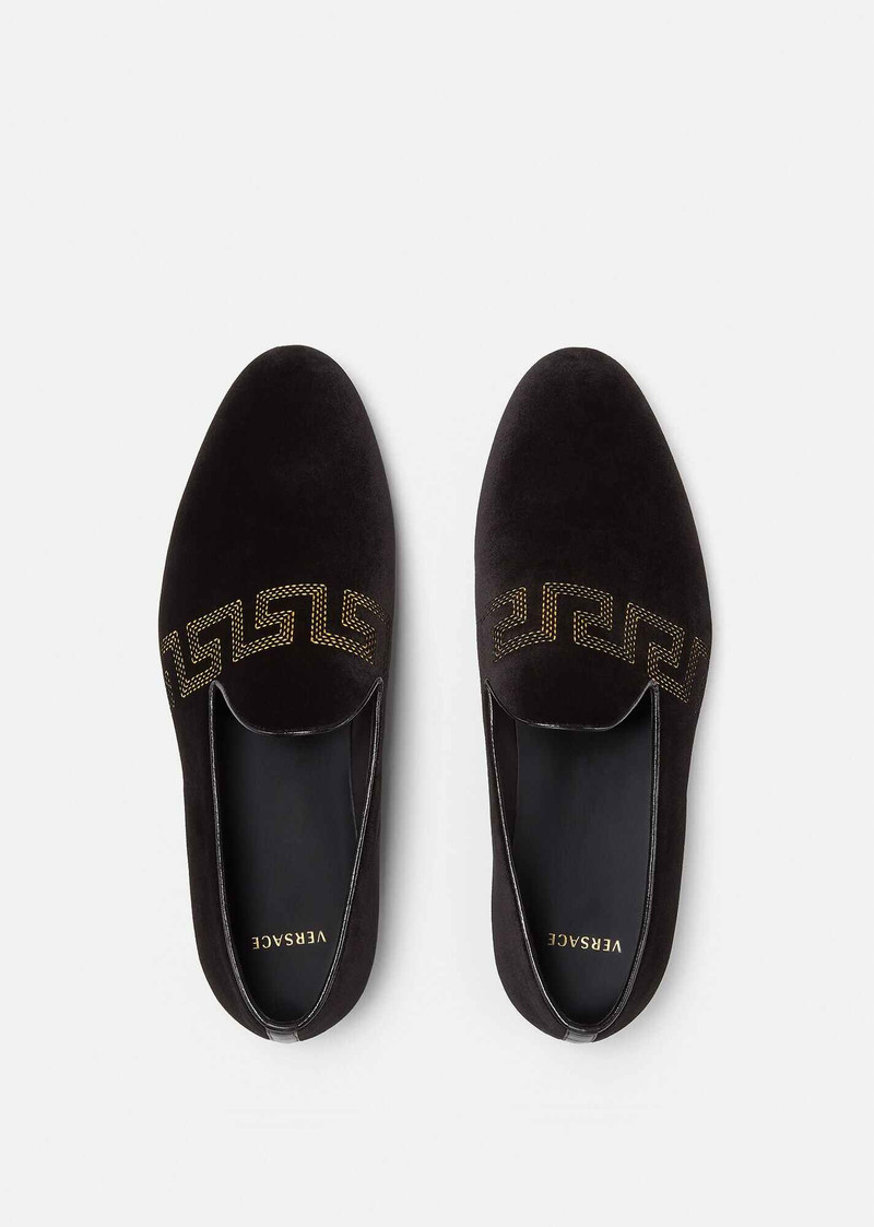 Greca Embroidered Velvet Loafers 5
