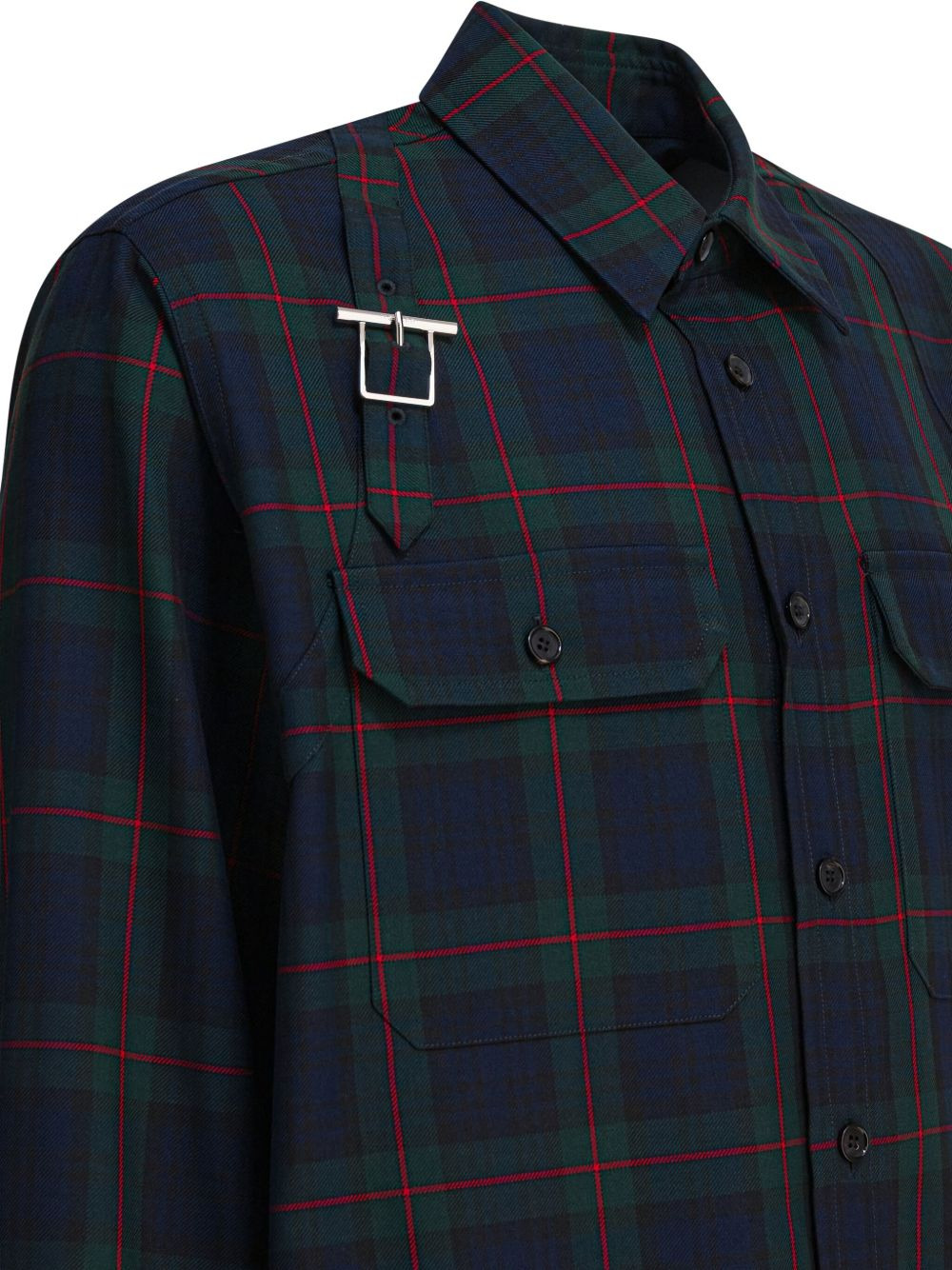 buckle-strap plaid shirt - 4