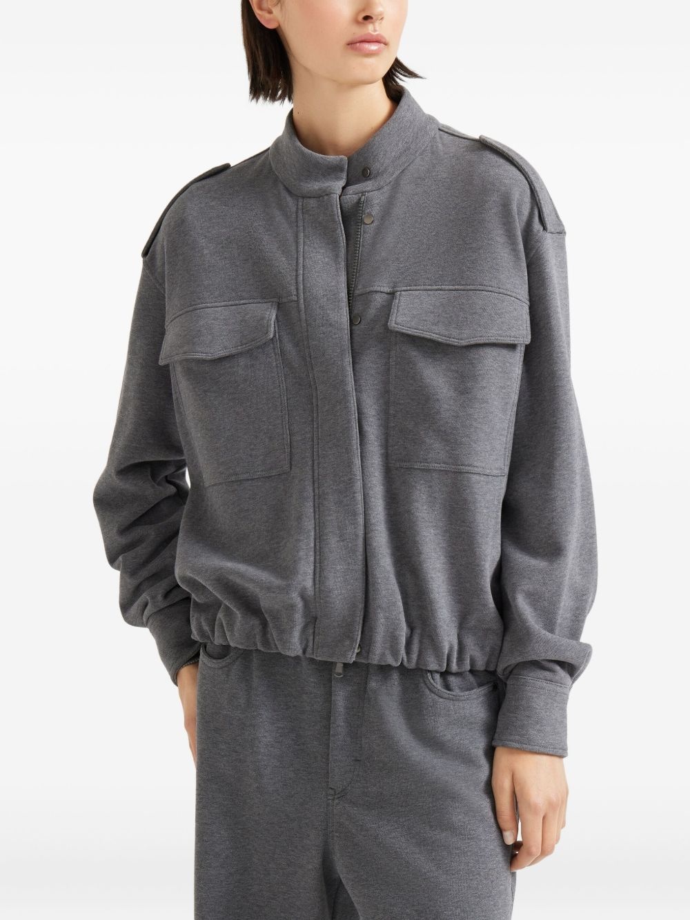 flap-pocket drawstring bomber jacket - 3