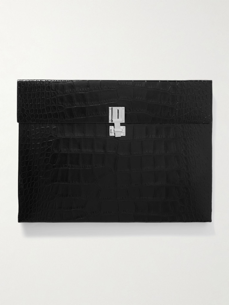 Croc-Effect Patent-Leather Document Holder Black 1