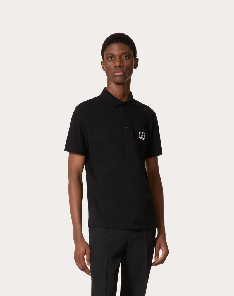 COTTON PIQUÉ POLO SHIRT WITH VLOGO SIGNATURE PATCH 3