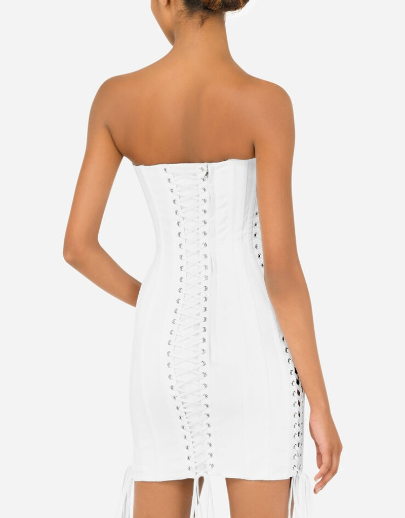 Short gabardine dress with lacing 5