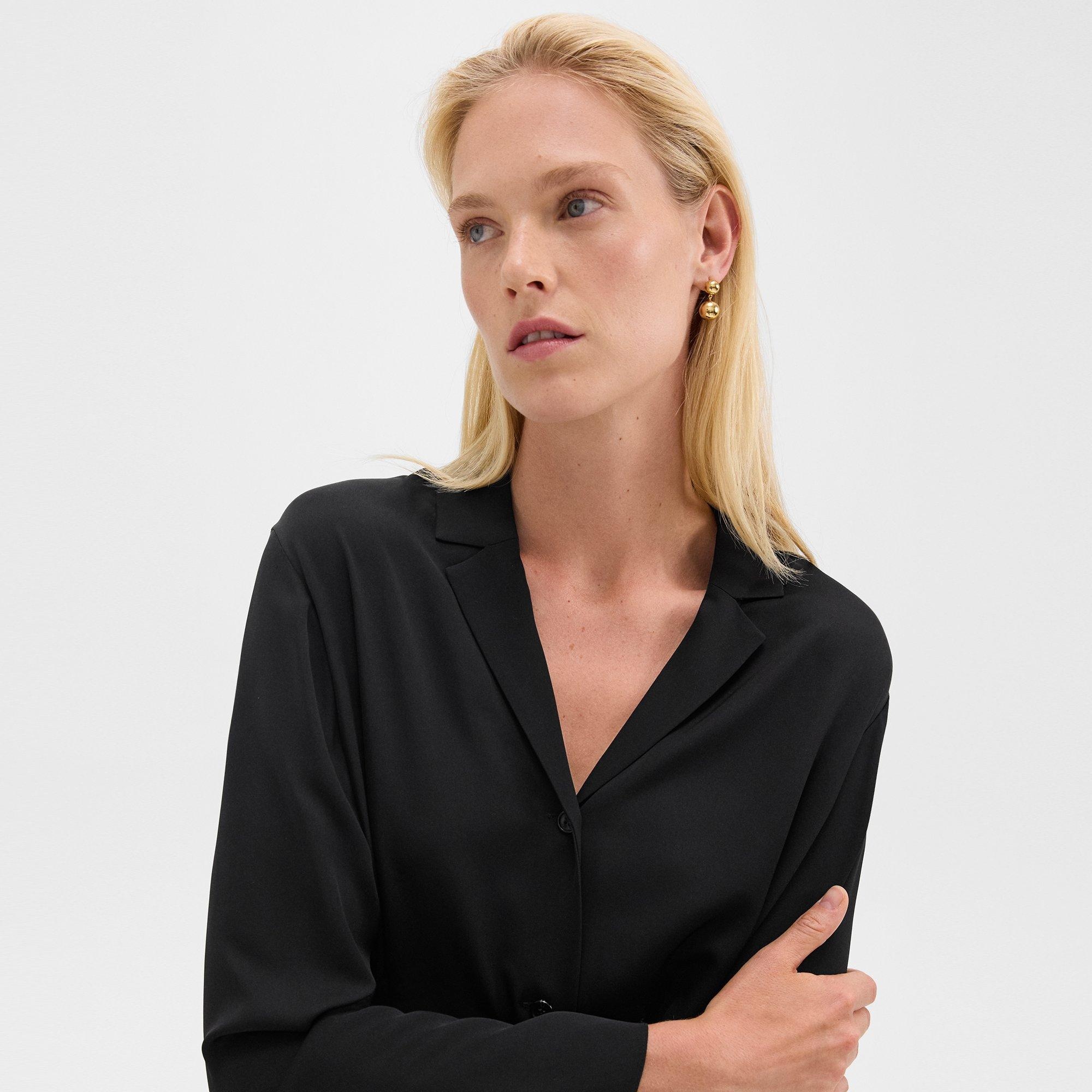 Notched Lapel Blouse in Silk Georgette - 5