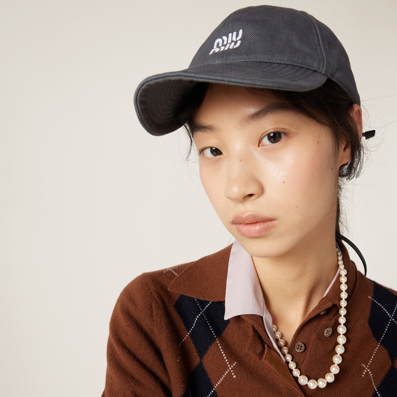 Miu Miu Denim baseball cap outlook