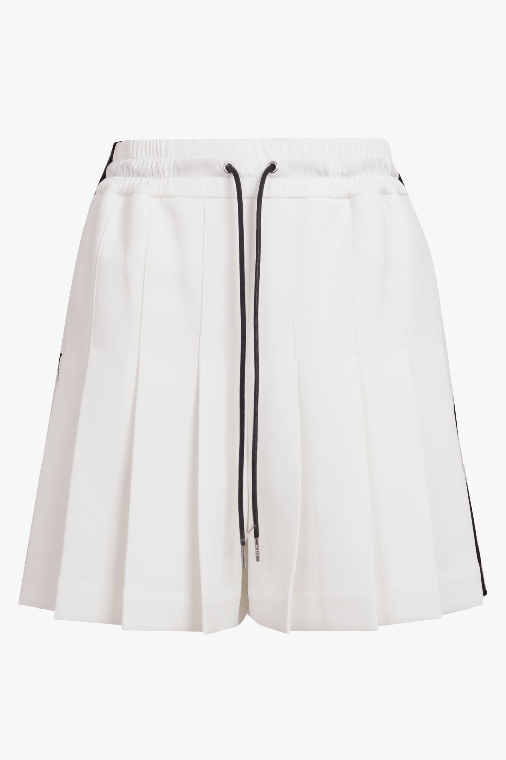 DRAWSTRING SIDE PANEL PLEATED SHORT | WHITE/BLACK - 1