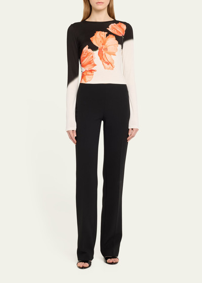 Alice + Olivia Delaina Floral Two-Tone Long-Sleeve Top outlook