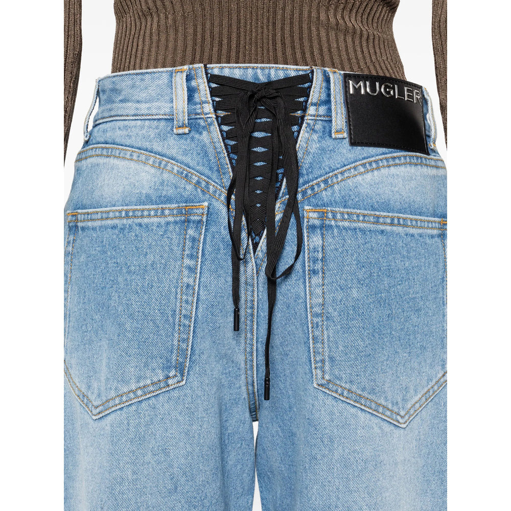 Mugler Blue Trousers - High-Waisted Trousers Women - 5