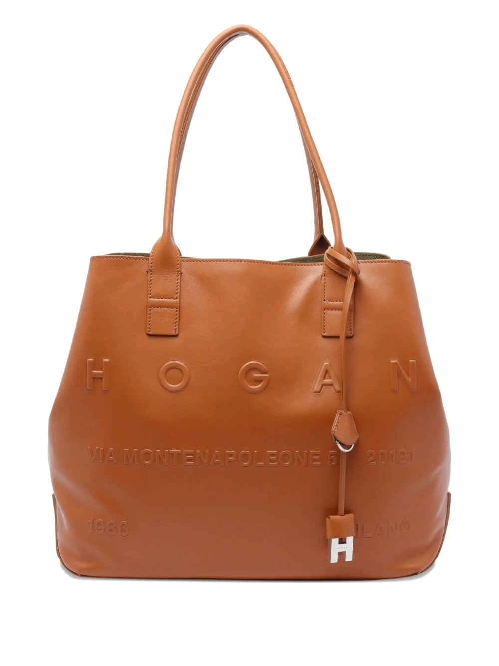 medium Script logo leather shoulder bag - 1