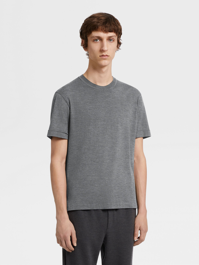 ZEGNA GREY MÉLANGE 12MILMIL12 WOOL T-SHIRT outlook