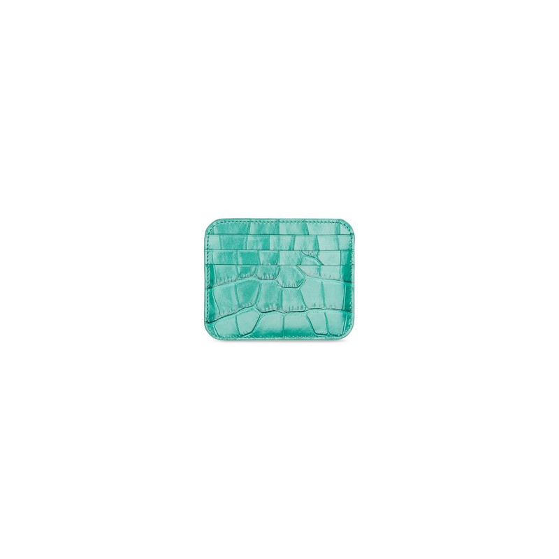 BALENCIAGA Women's Cash Card Holder With Split Crocodile Embossed in Green outlook