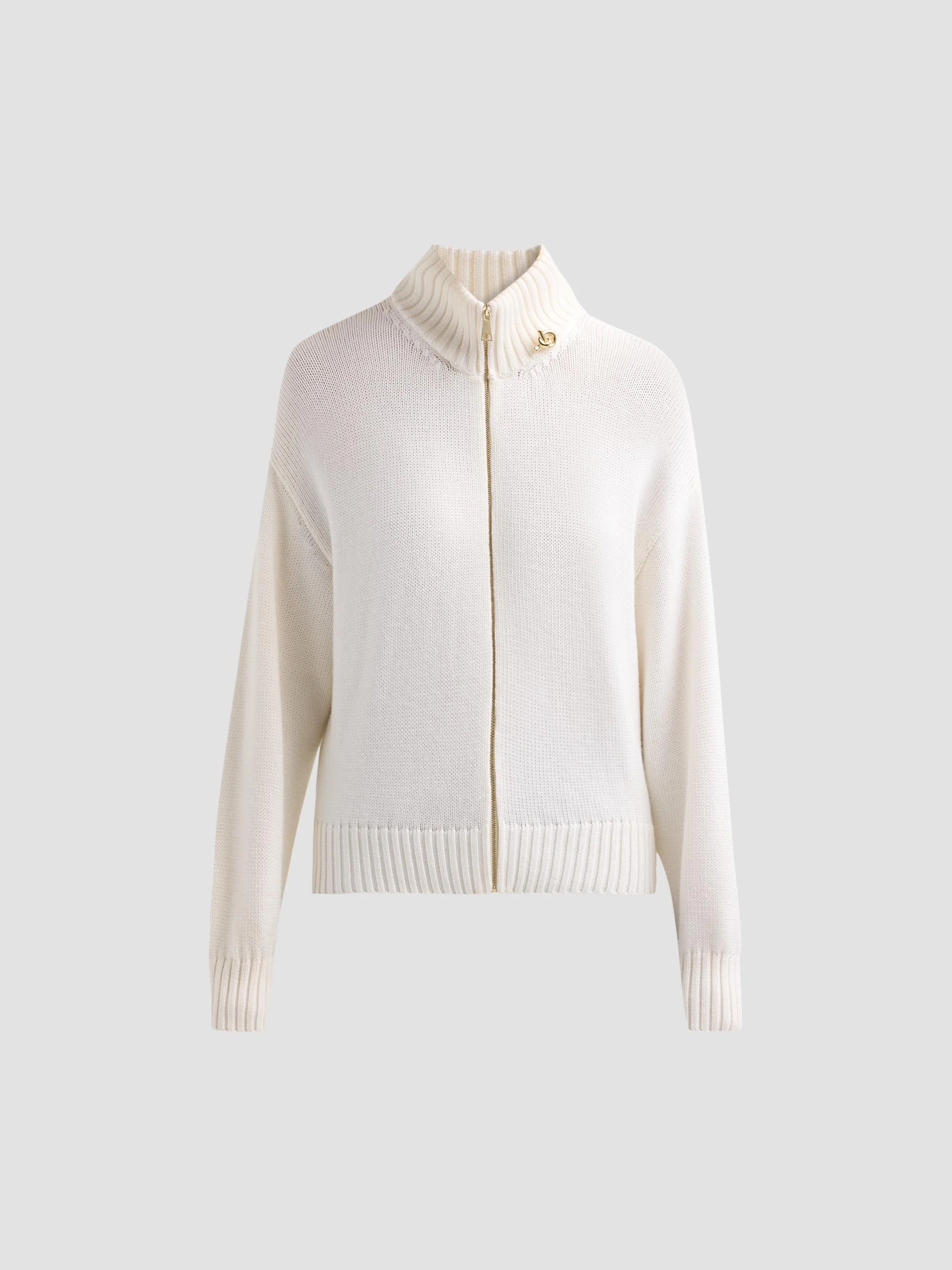 Women's Merino Wool Zip-Up Cardigan - Rafia - 1